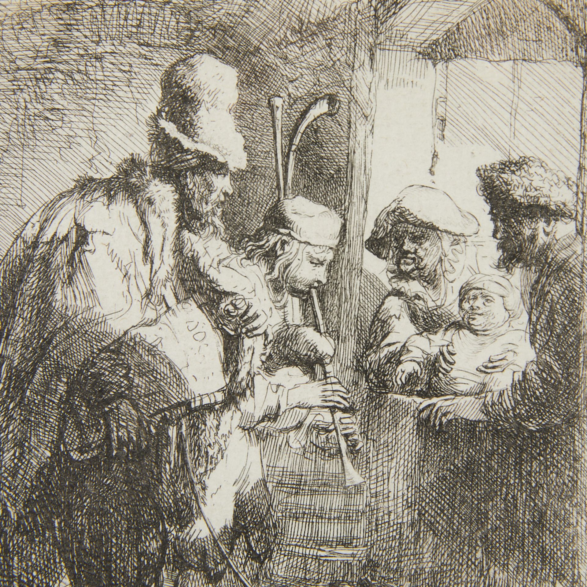 Rembrandt "Strolling Musicians" Etching 1635 - Bild 4 aus 5