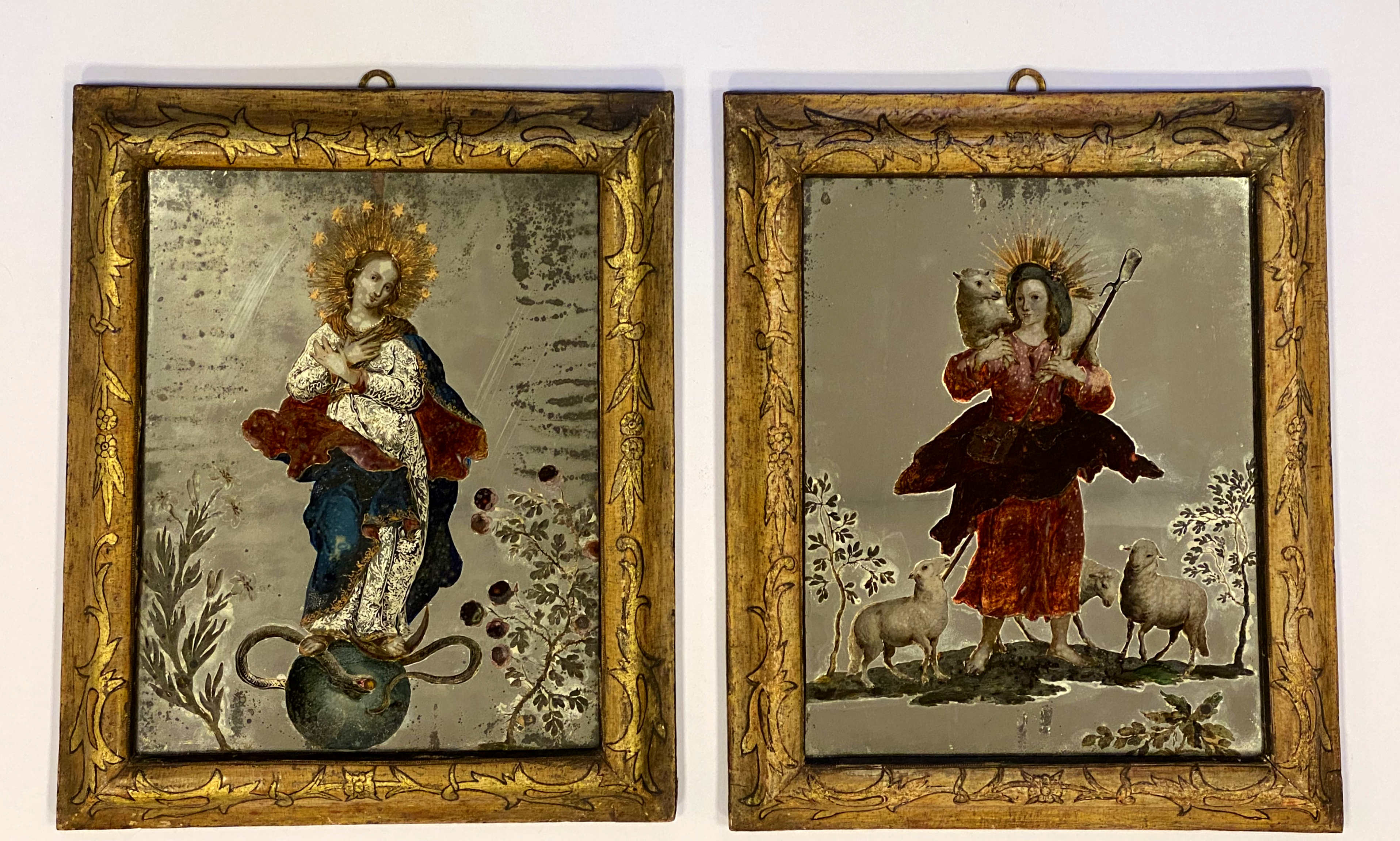 Zwei Hinterglasmalereien 18. Jahrhundert (“Nonnenspiegel“)
