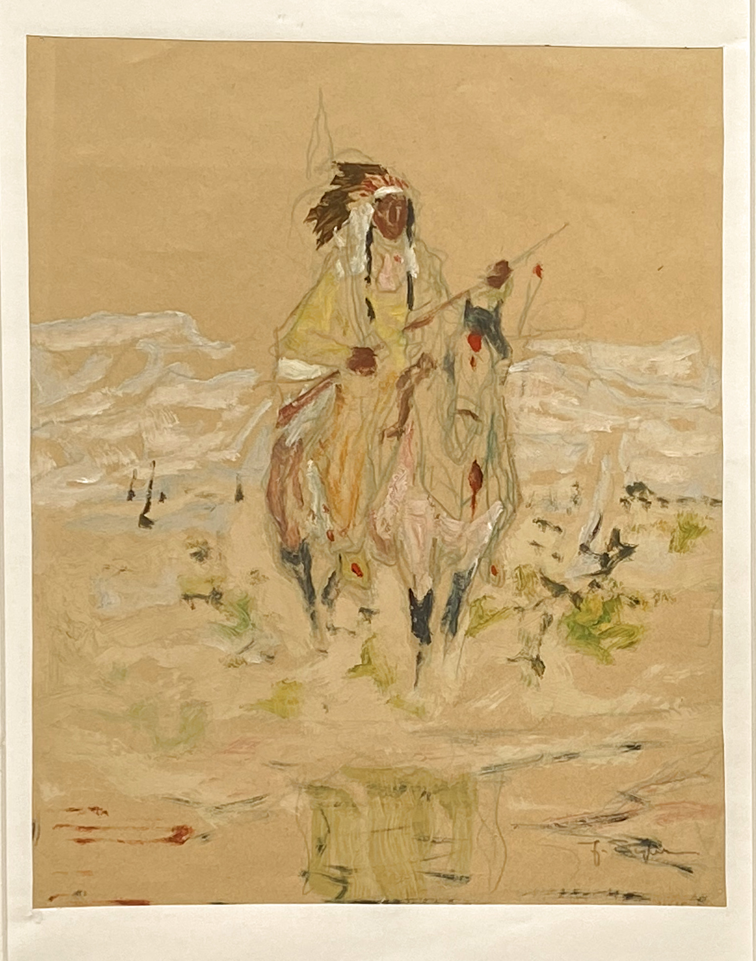 Julius Seyler, Bewaffneter Indianer - Häuptling zu Pferd - Image 2 of 2