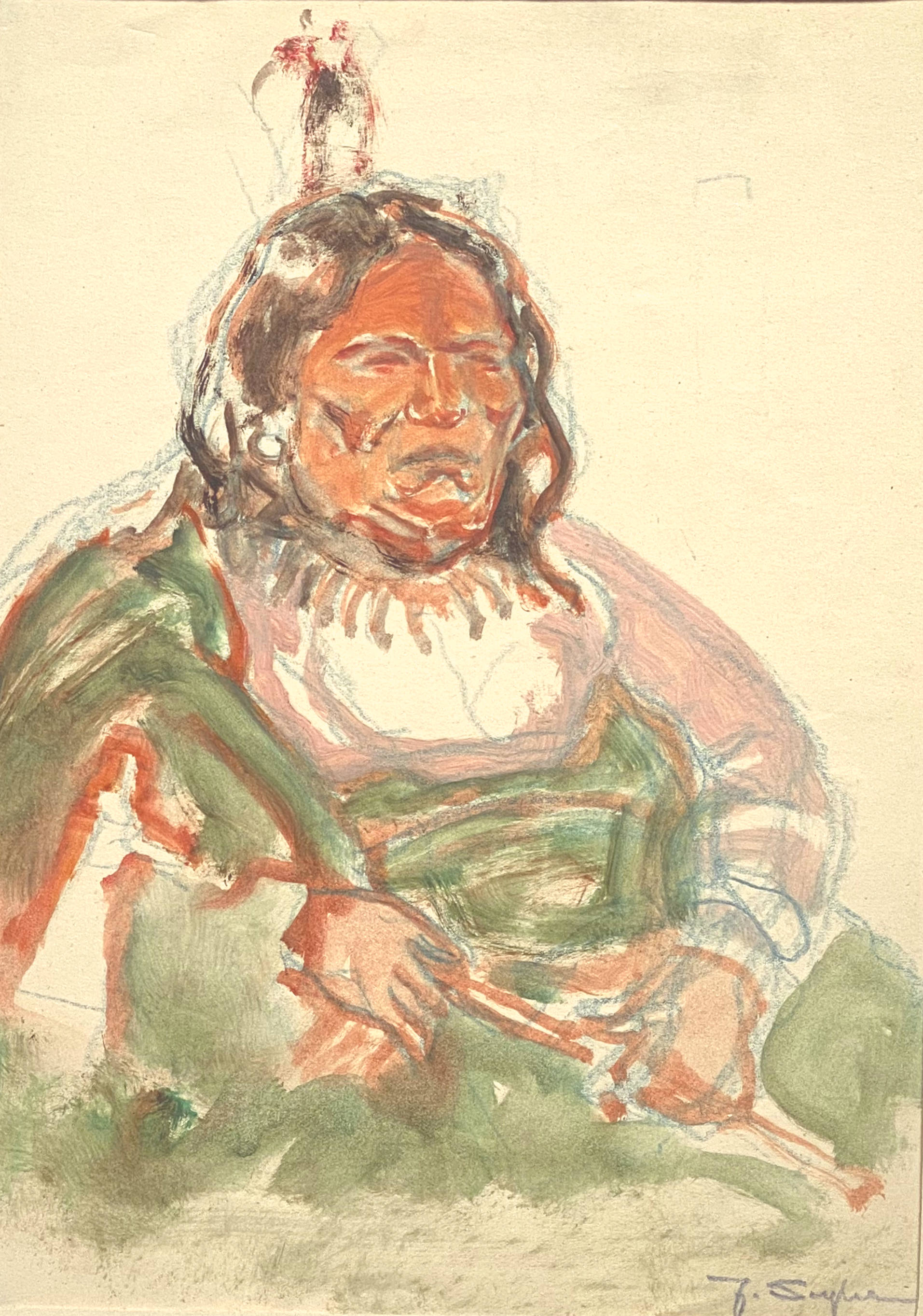 Julius Seyler, Sitzender Indianerhäuptling - Image 2 of 2