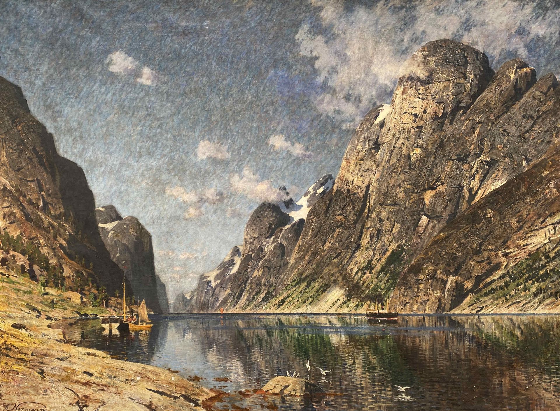 Eilert Adelsteen Normann, Der Naerö - Fjord in Norwegen im Hochsommer