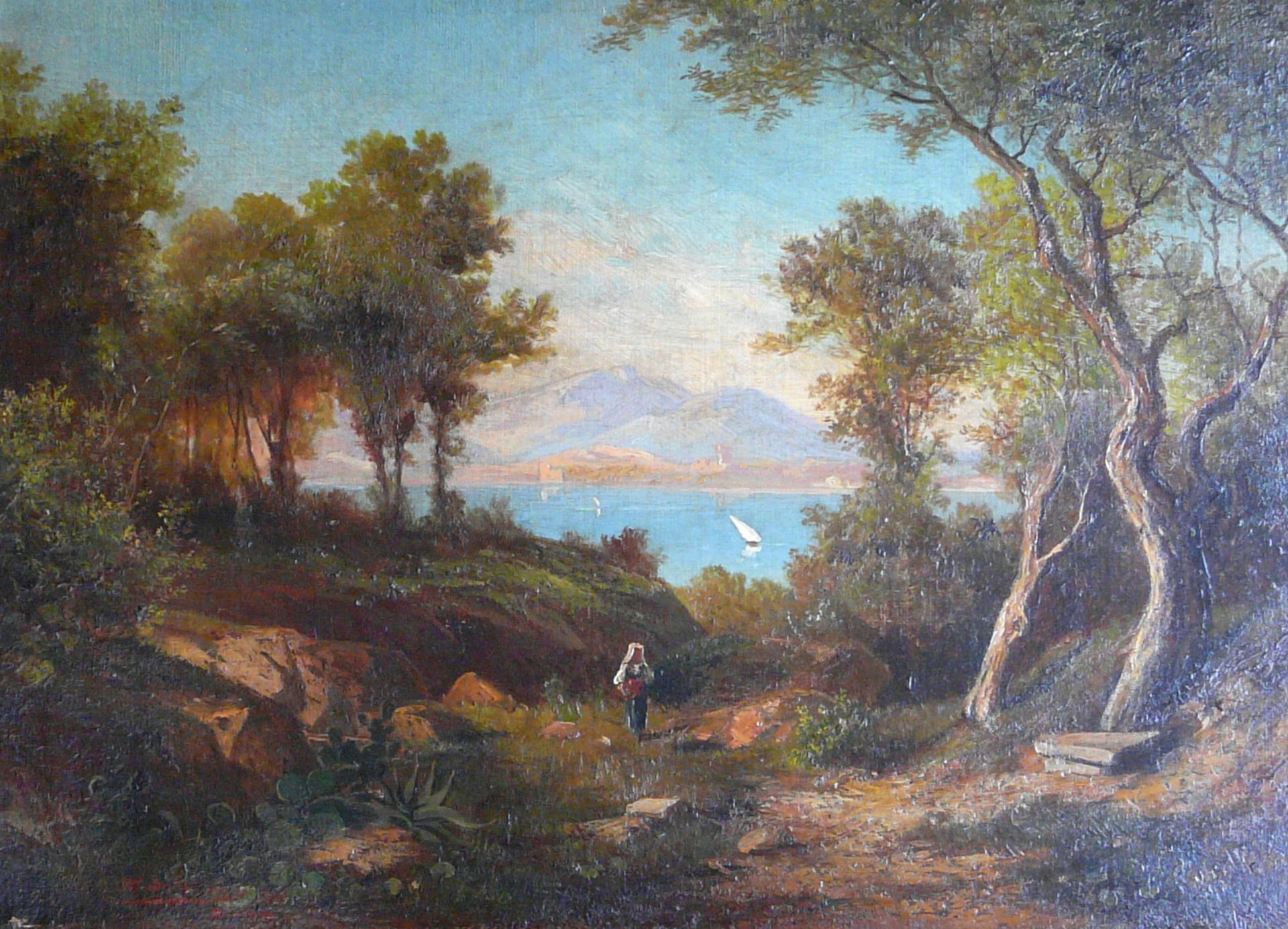 Alfred Karl Julius von Schönberger, Sommerliche Landschaft an einem italienischen See