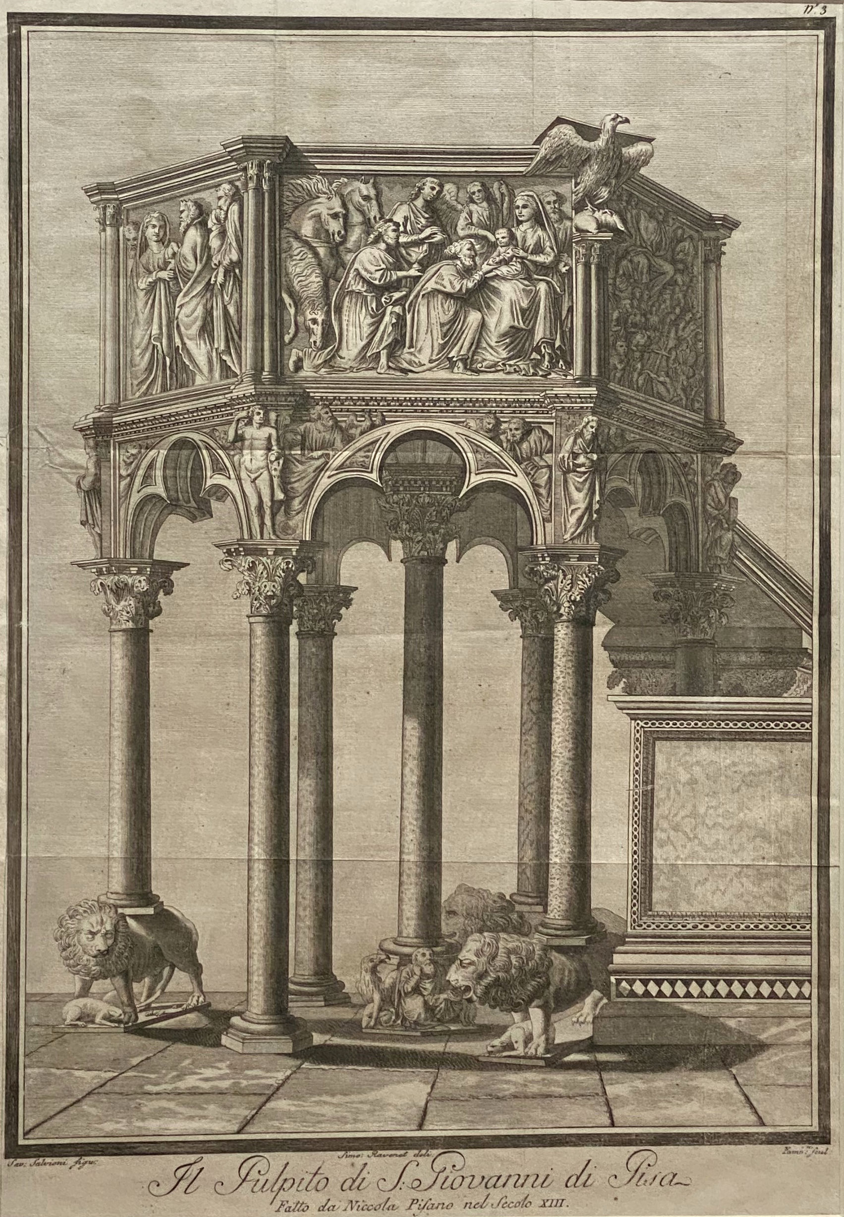 Die Kanzel des Baptisteriums San Giovanni in Pisa
