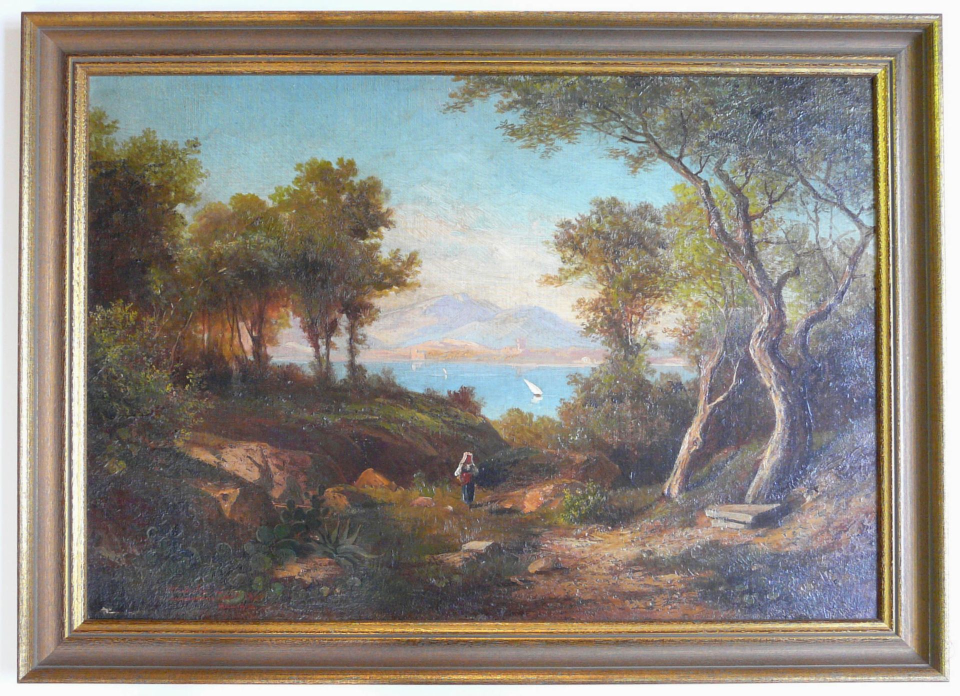 Alfred Karl Julius von Schönberger, Sommerliche Landschaft an einem italienischen See - Image 2 of 2