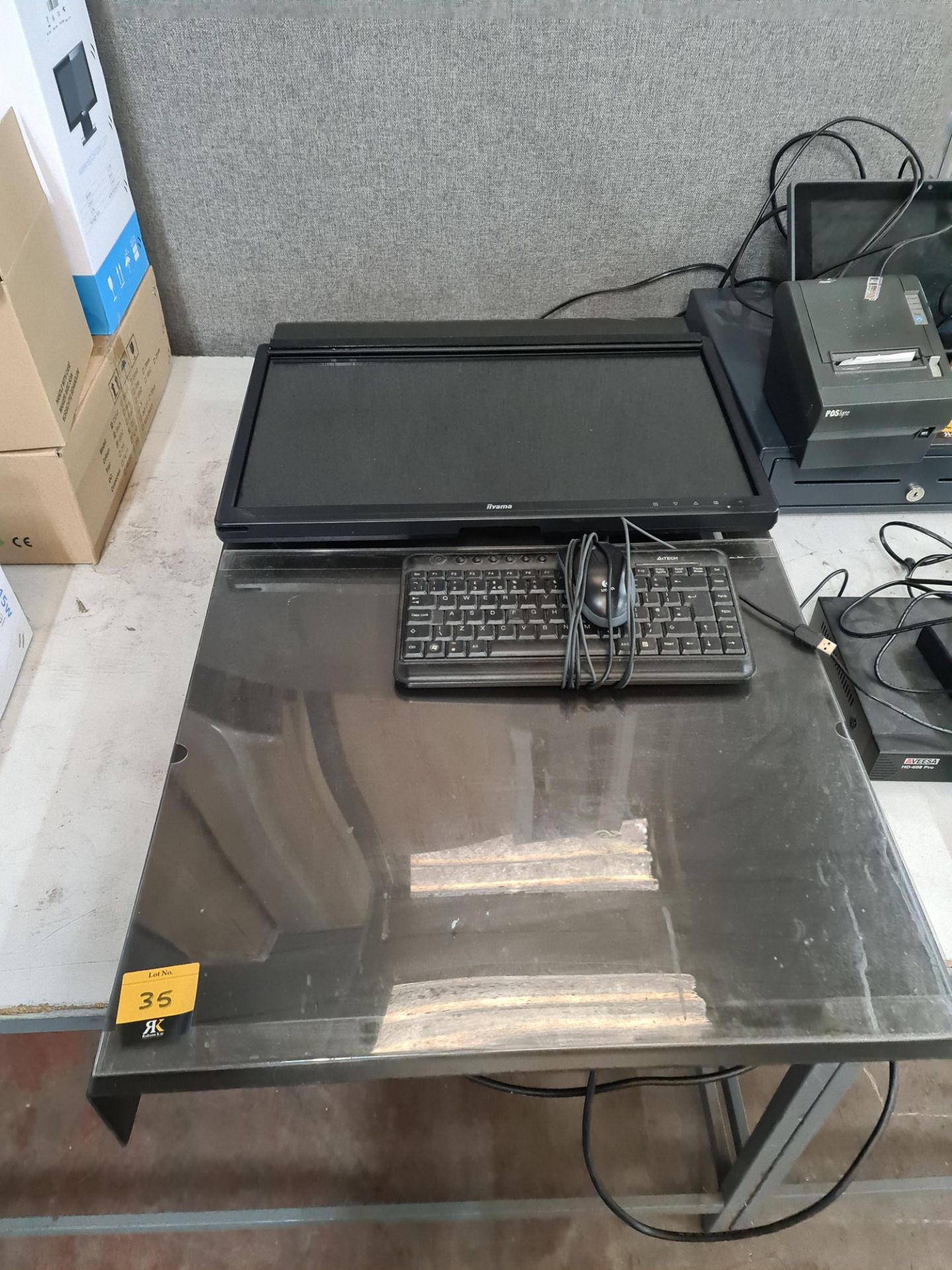 Wall mountable terminal comprising frame with mini computer, wide screen monitor