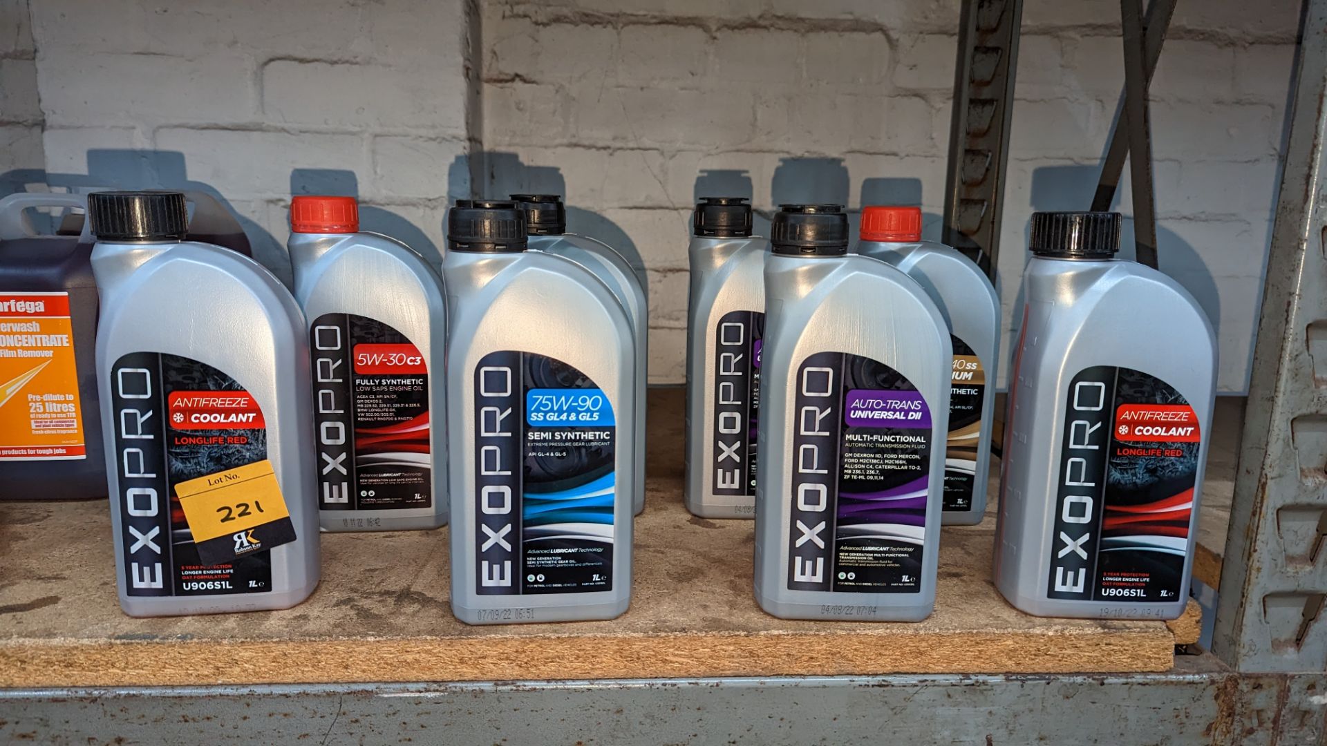 8 assorted 1 litre bottles of Exopro lubricants, oil and other fluids