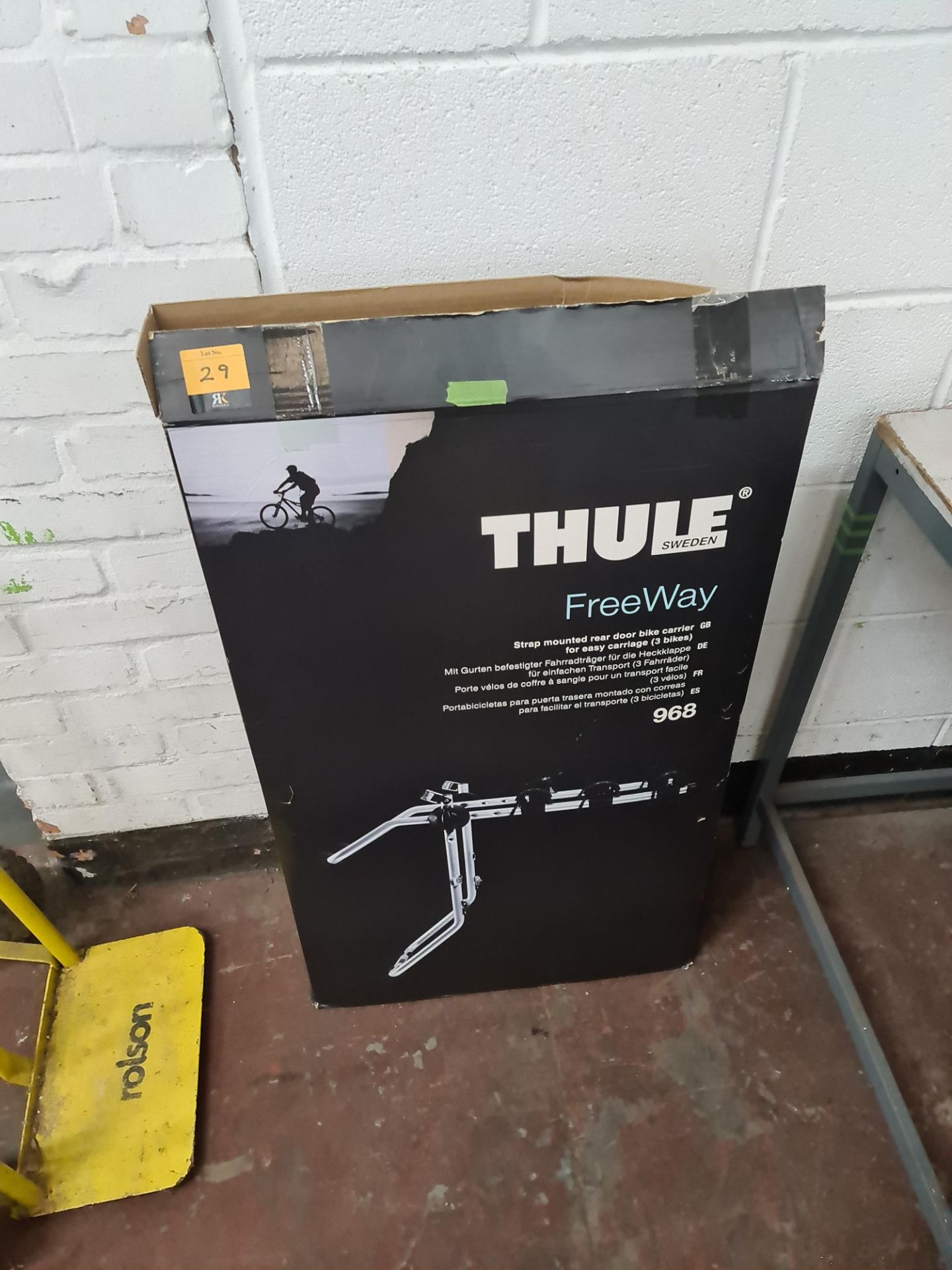 Thule FreeWay model 968 strap mounted rear door bike carrier for easy carriage of three bicycles