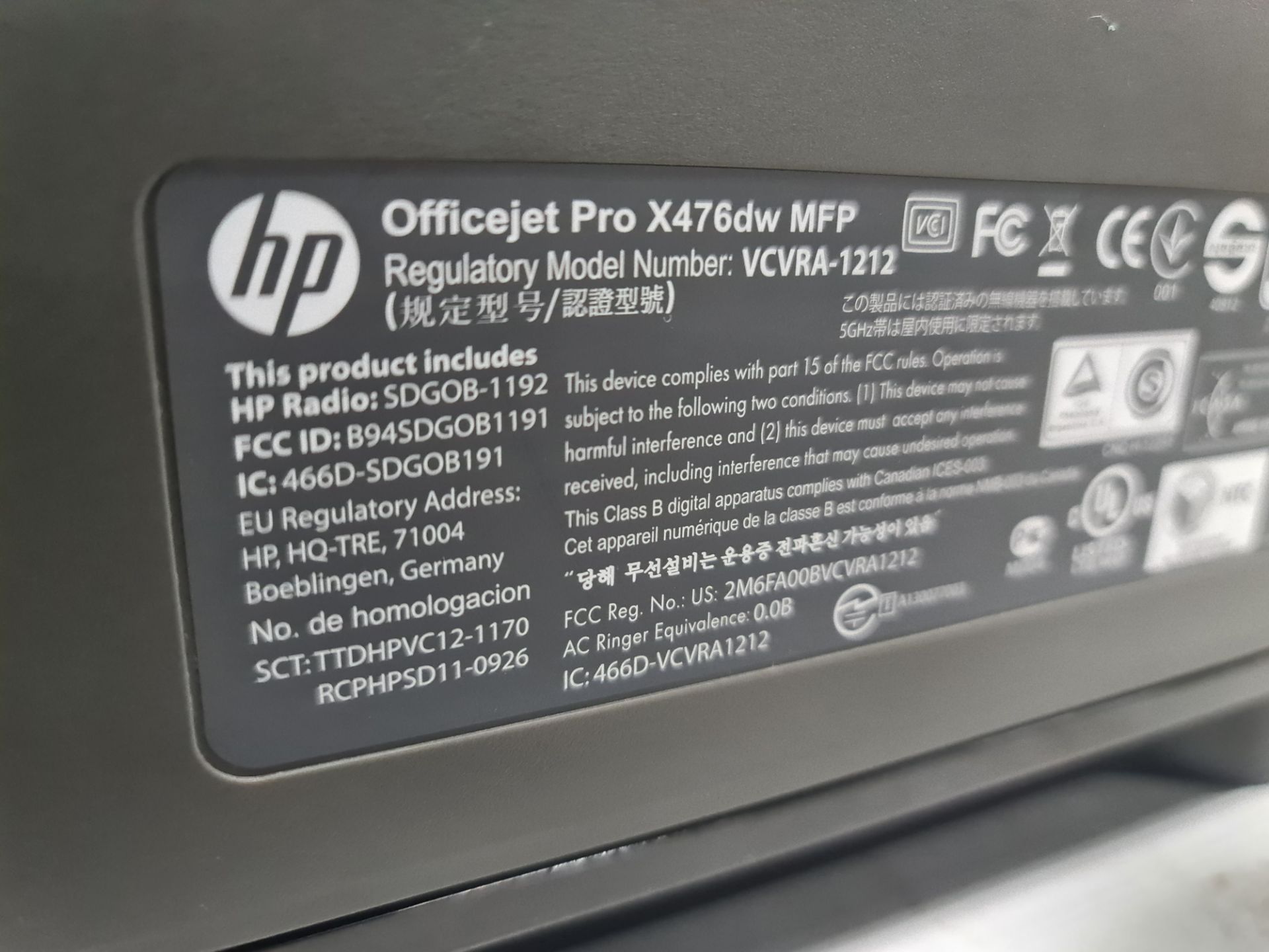 HP office jet pro X476DW multi-function printer - Image 10 of 10