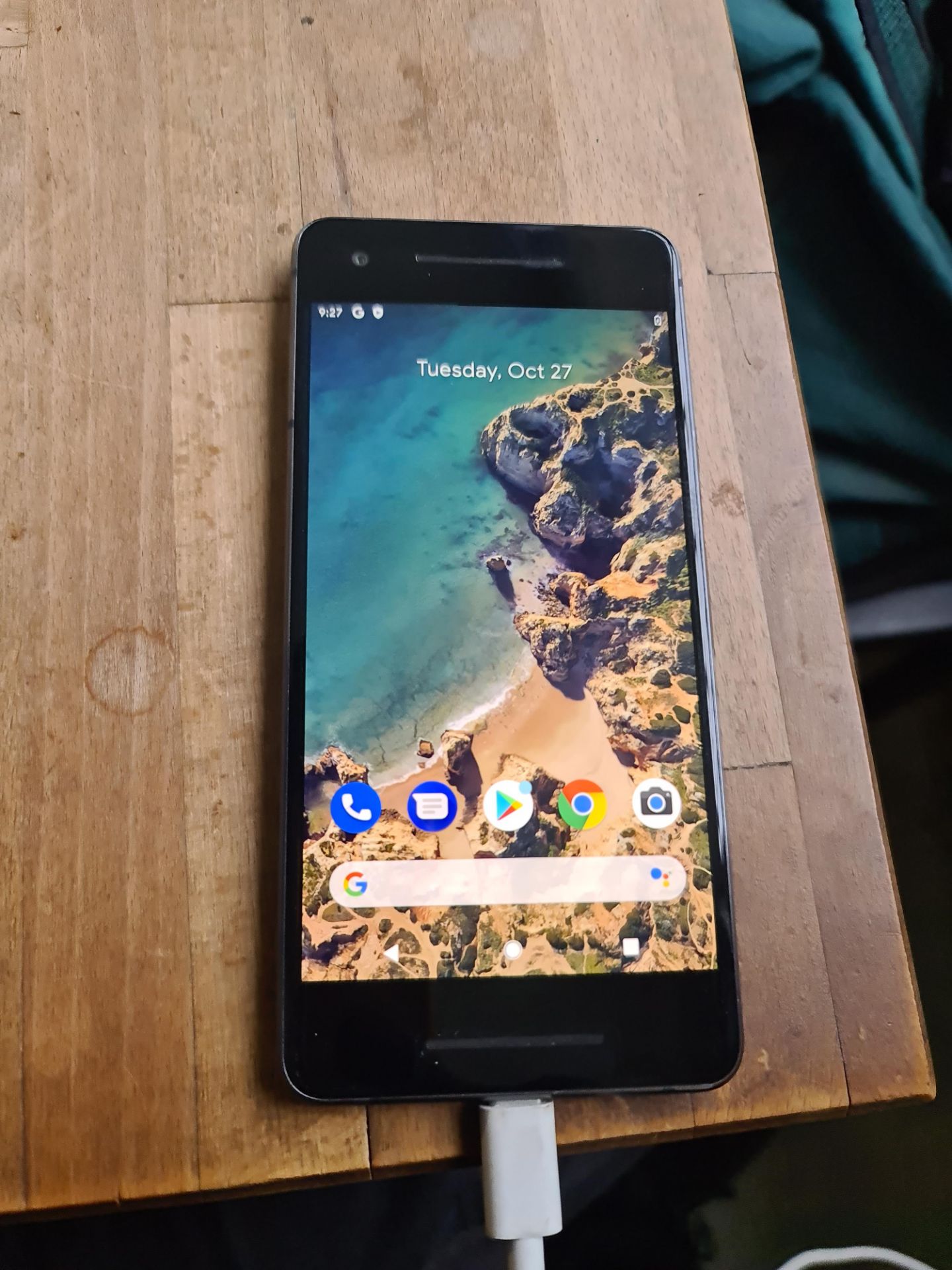 Google Pixel 2 mobile phone with box.