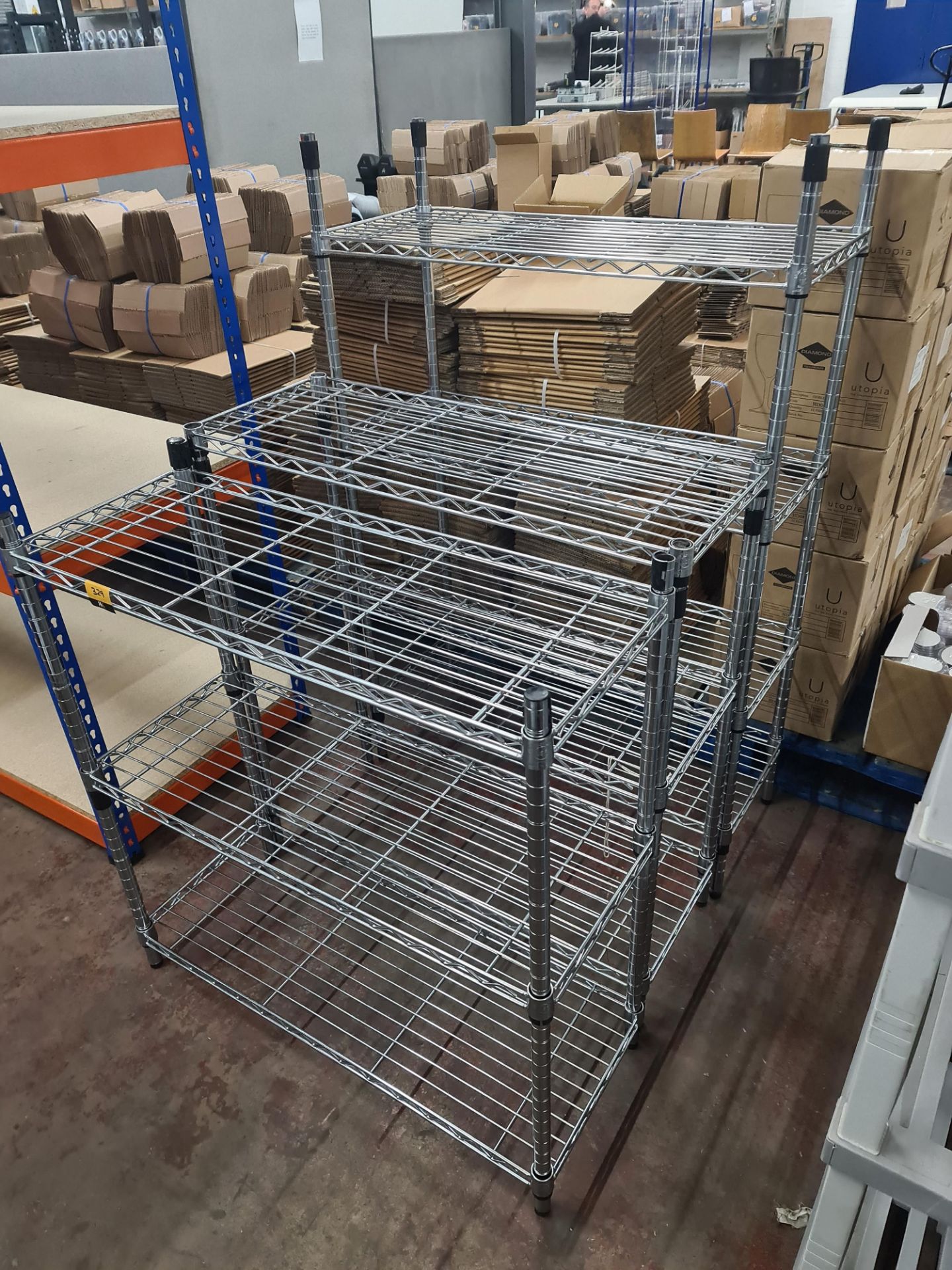 3 off assorted chrome wire shelving units