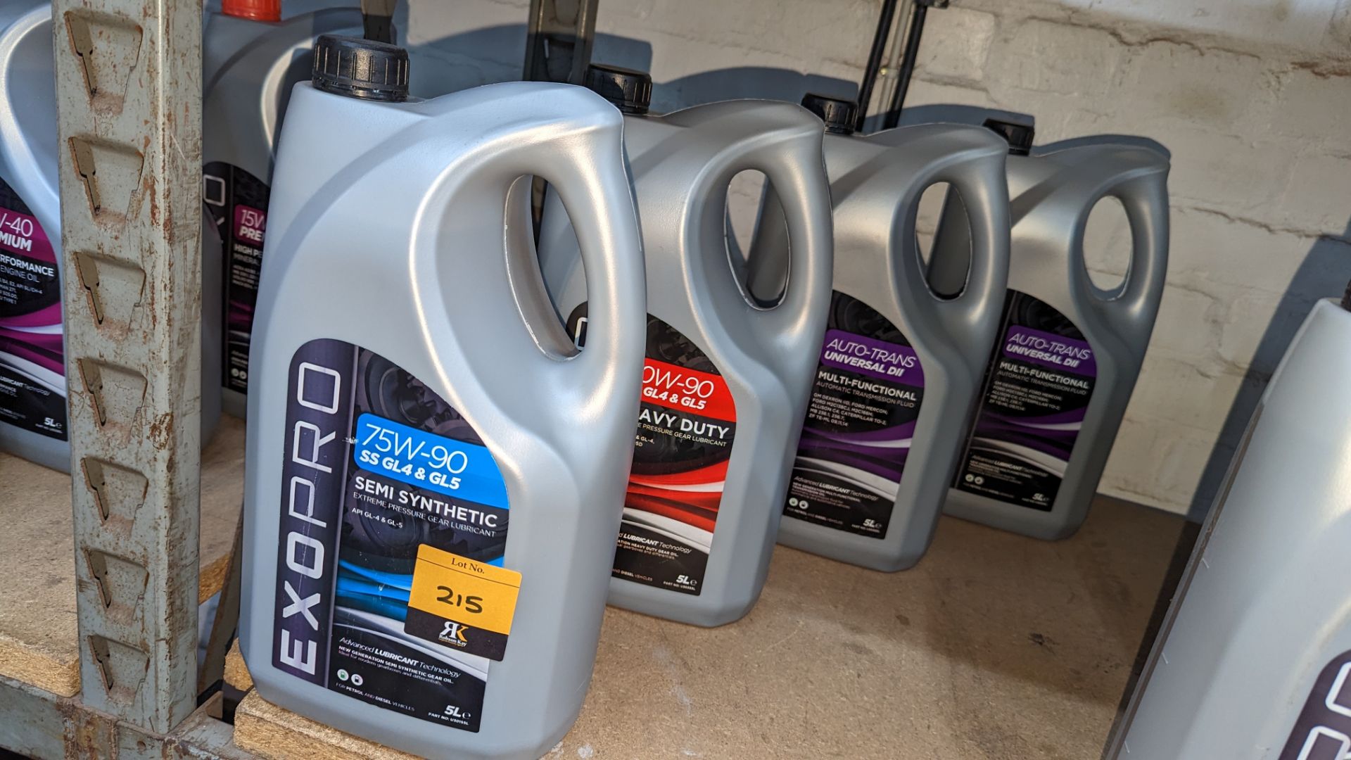4 assorted 5 litre bottles of Exopro lubricants and fluids