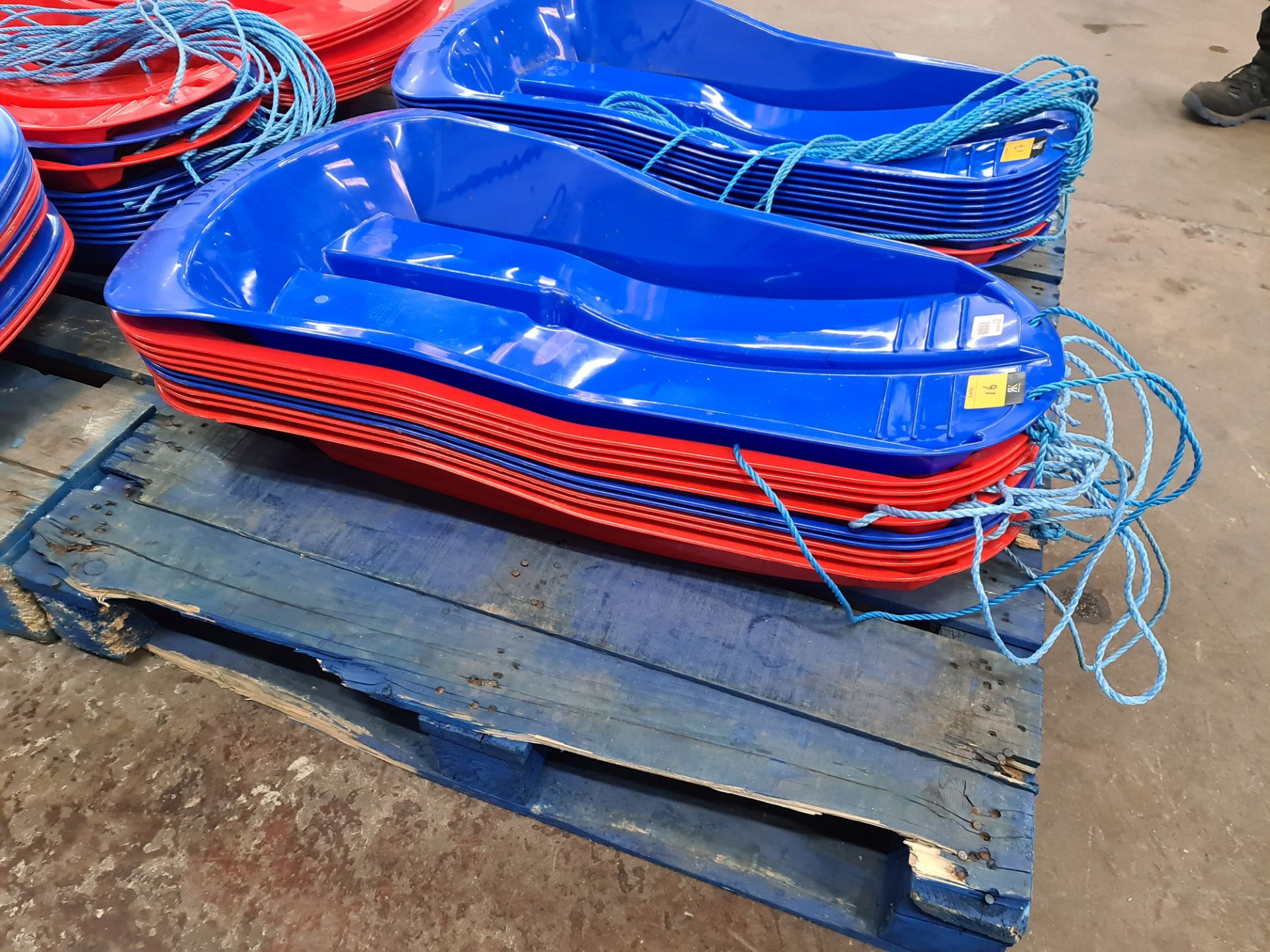 10 off Delta sledges - mixed lot of blue and red. NB - damage has been spotted to one sledge - Image 2 of 5