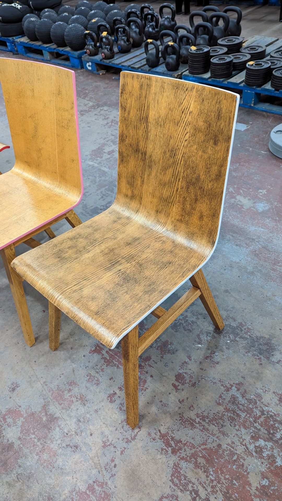 5 off wooden chairs which are understood to have been hand varnished and individually painted with a - Image 3 of 9