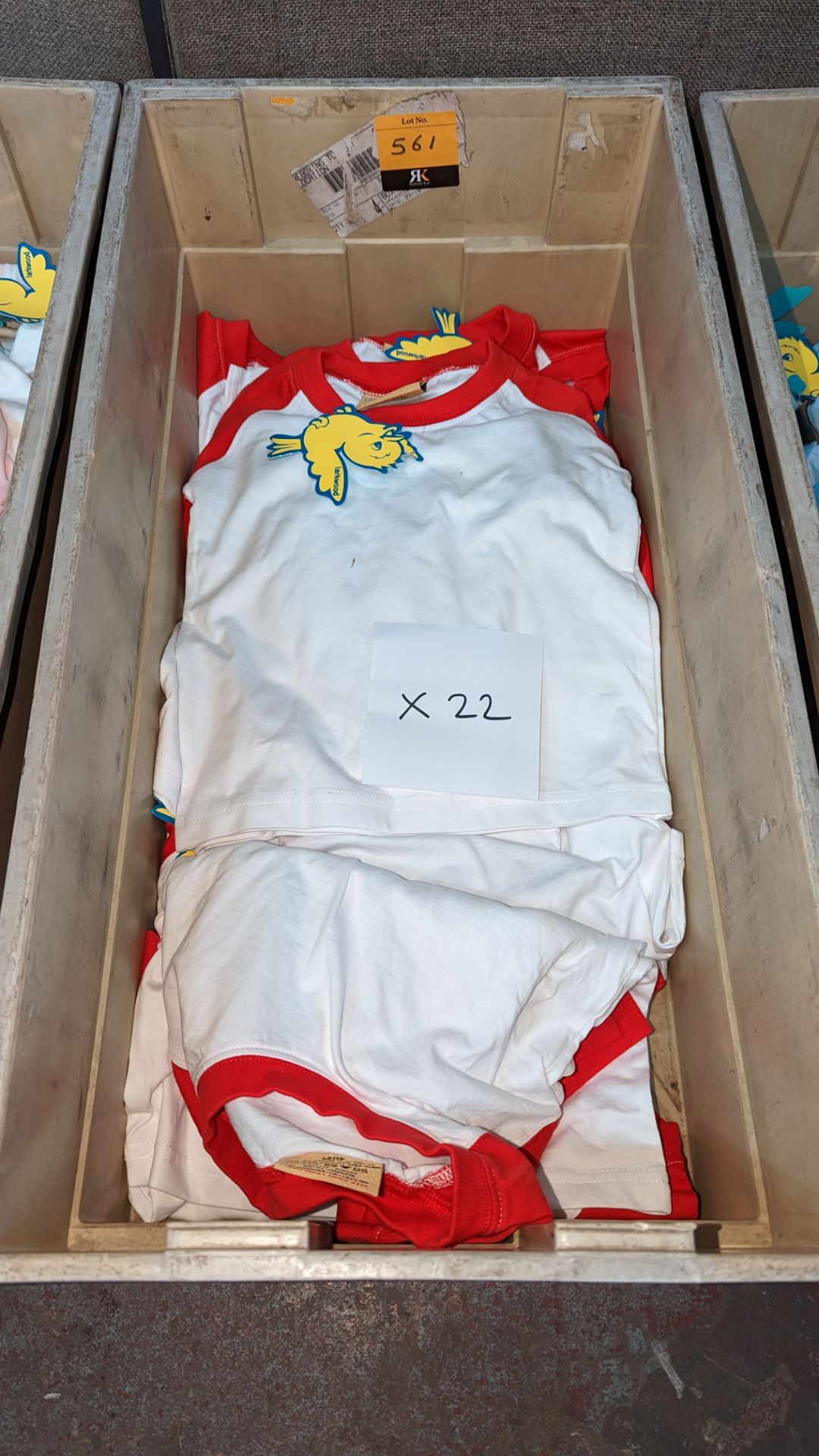 22 off Larkwood baby's long sleeve t-shirts each with white body & red sleeves in assorted sizes - c