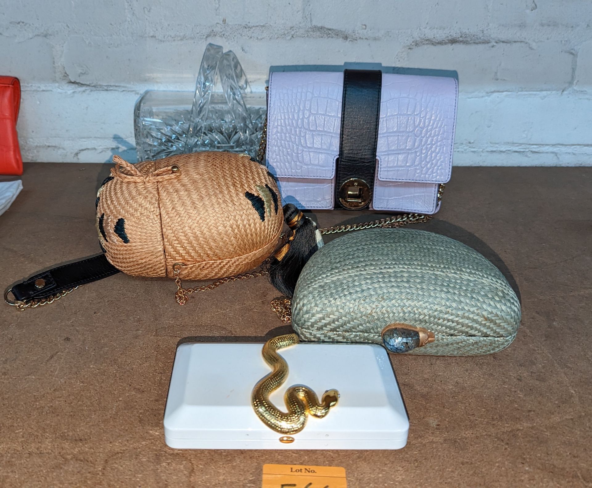 5 assorted handbags & clutches