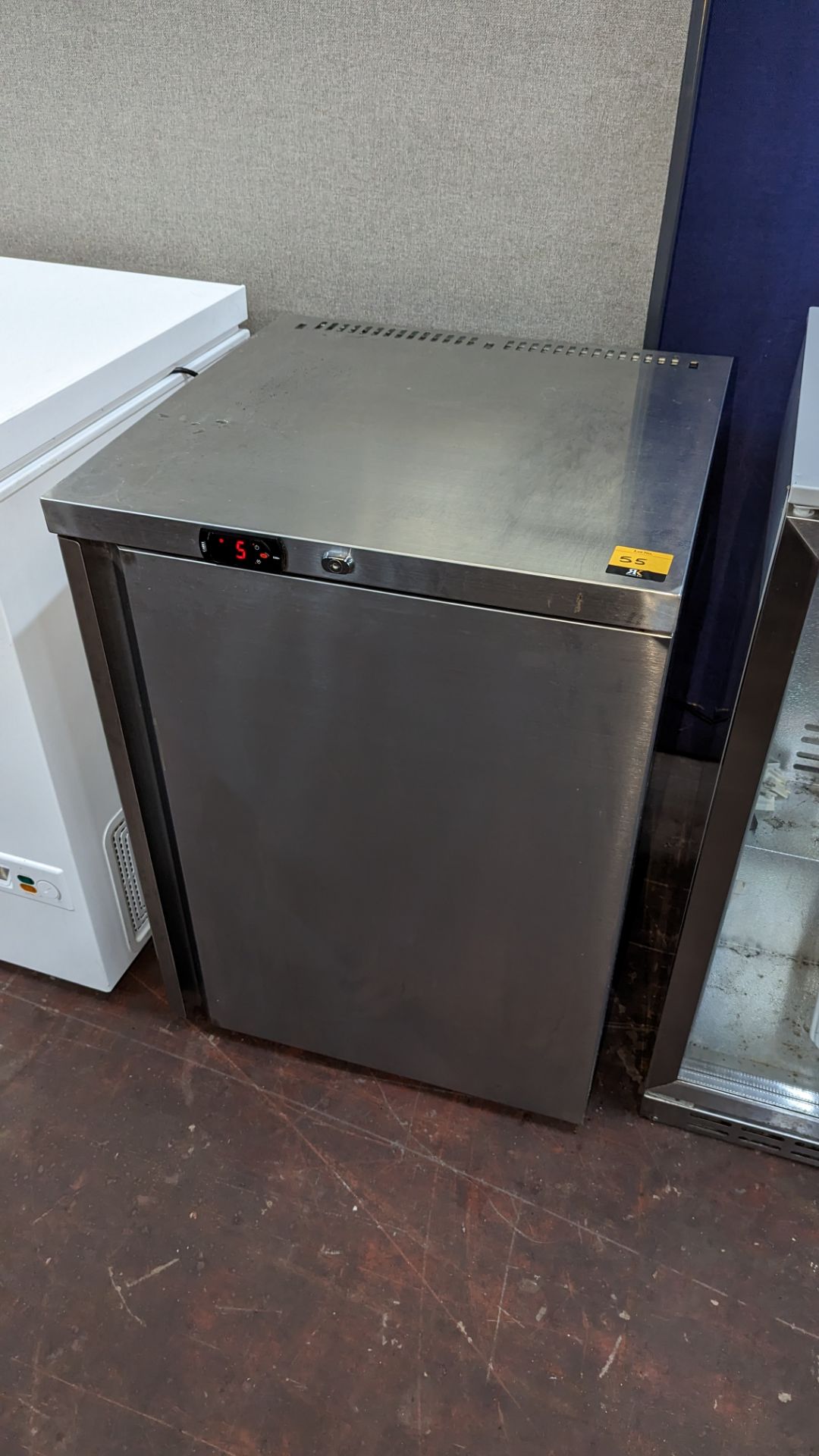 Stainless steel under counter freezer. Understood to have been purchased new in late 2018