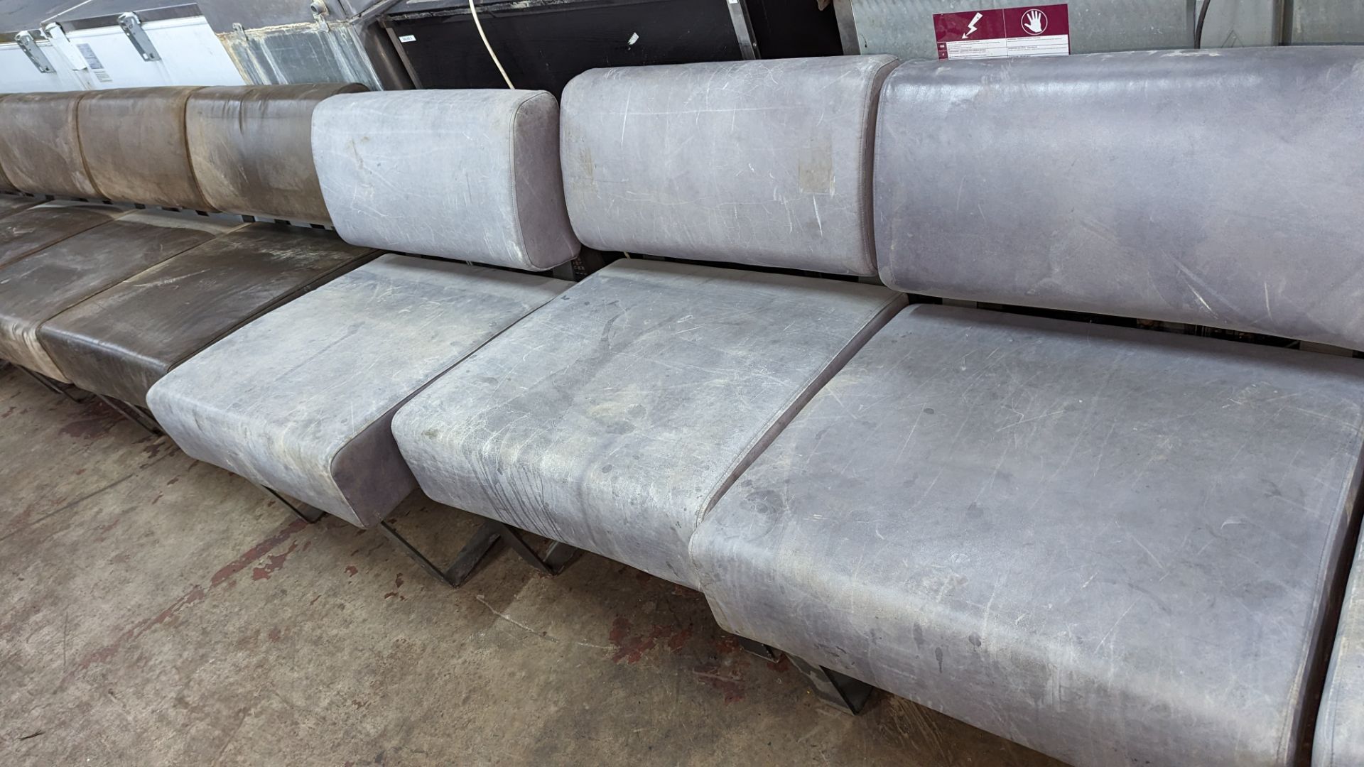 Quantity of upholstered seating comprising 4 chairs in blue/grey & 5 chairs in brown. Each chair me - Image 4 of 10