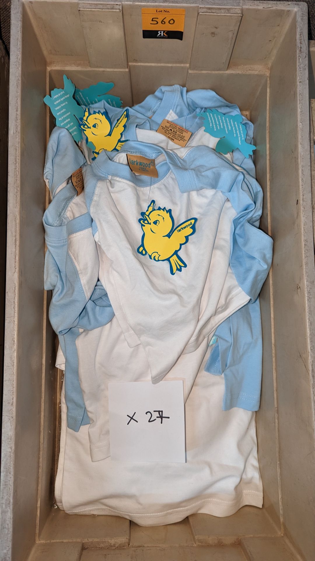 27 off Larkwood baby's long sleeve t-shirts each with white body & blue sleeves in assorted sizes - - Image 3 of 3