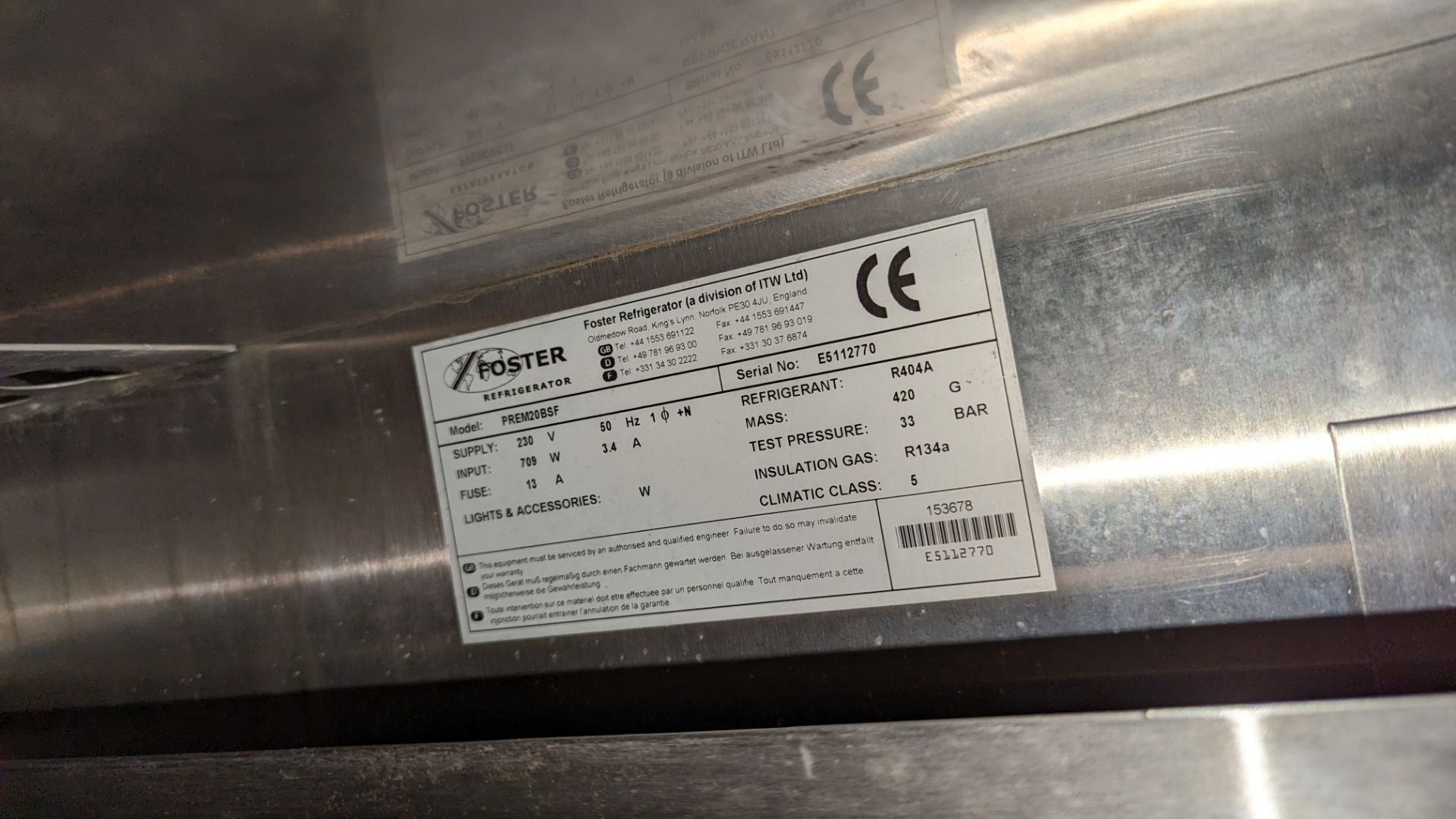 Foster stainless steel tall mobile freezer - Image 4 of 4