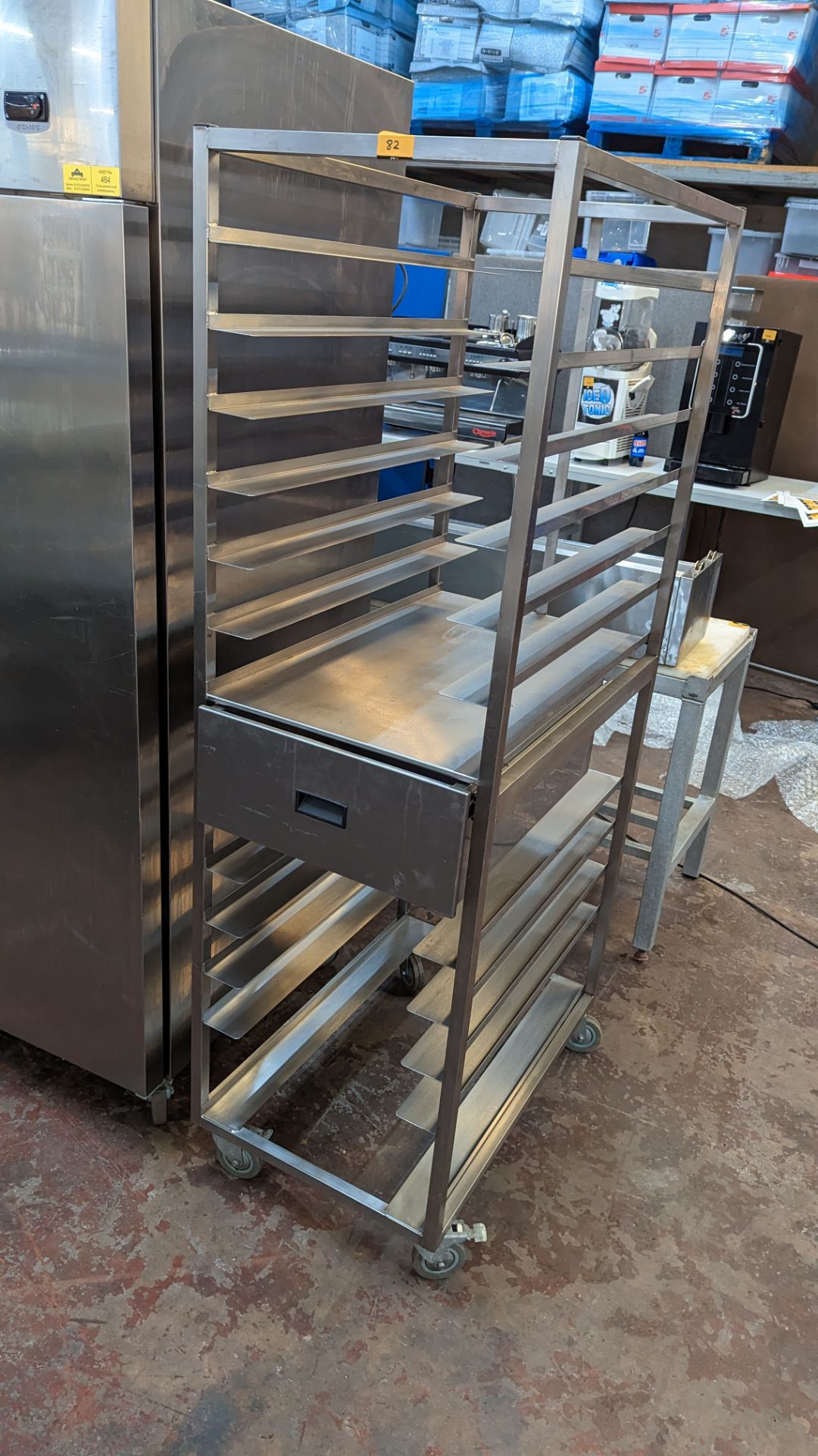 Stainless steel deep tray holding trolley with pull-out drawer - Image 3 of 4