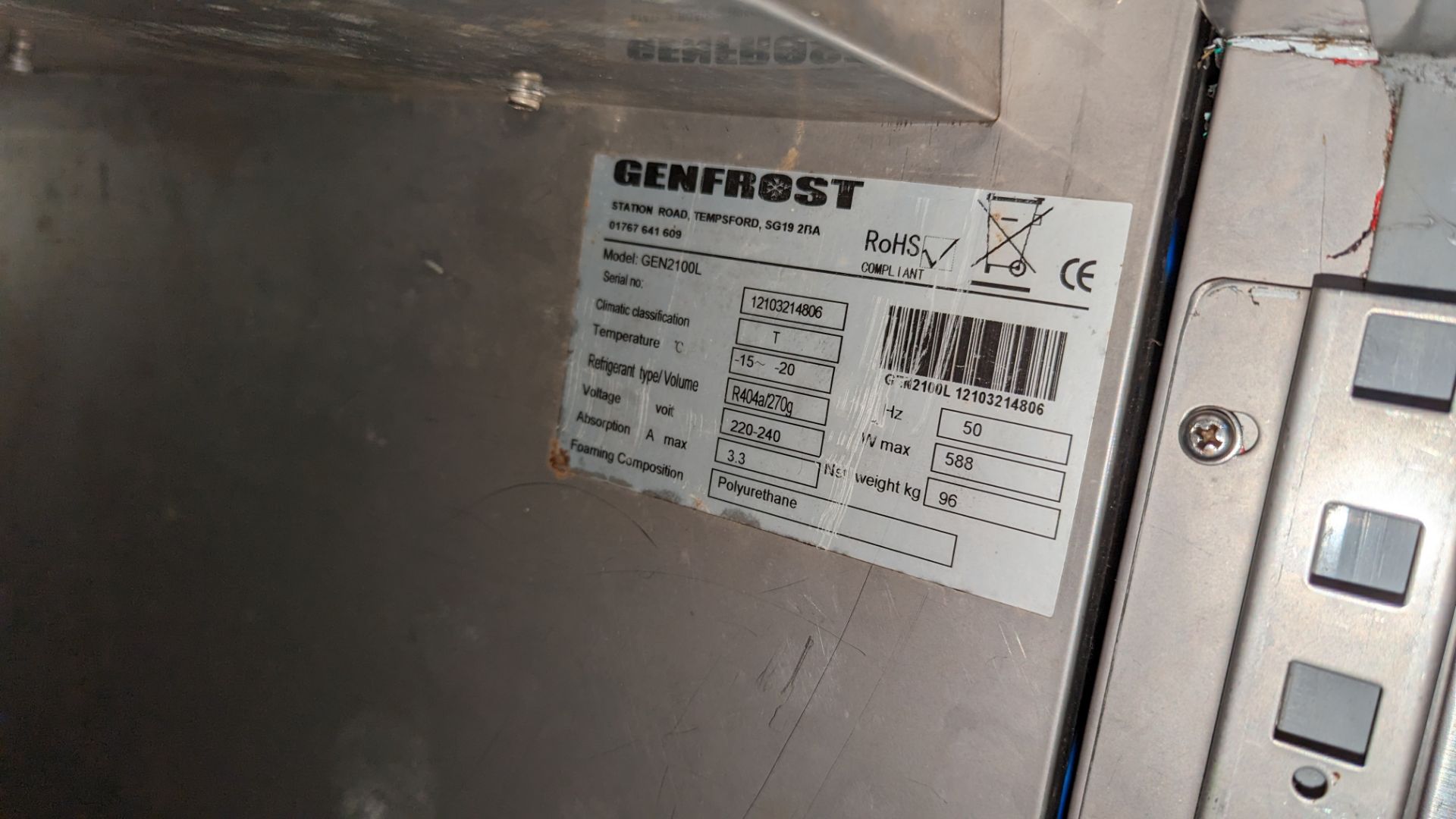 Genfrost stainless steel refrigerated prep counter - Image 5 of 5