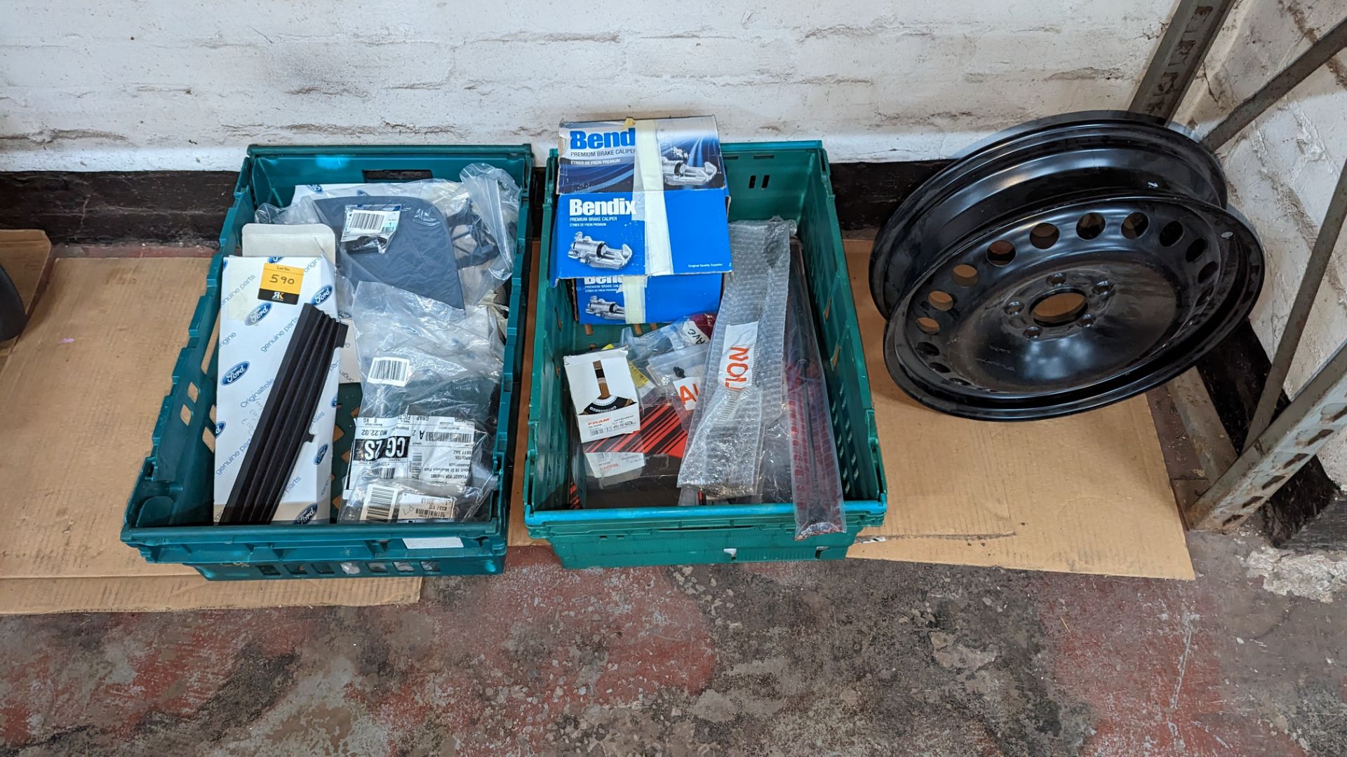 The contents of 2 crates of assorted car parts plus car wheel - Image 8 of 8