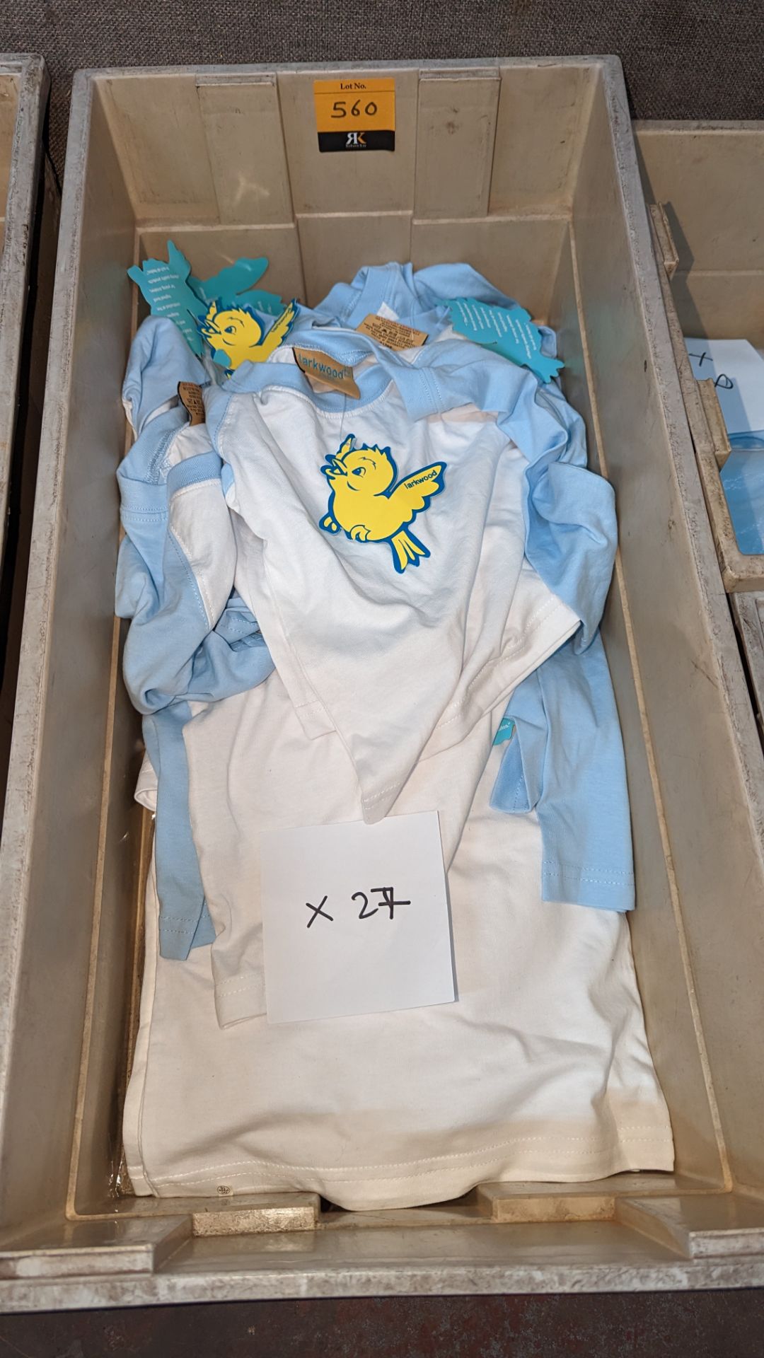 27 off Larkwood baby's long sleeve t-shirts each with white body & blue sleeves in assorted sizes - - Image 2 of 3