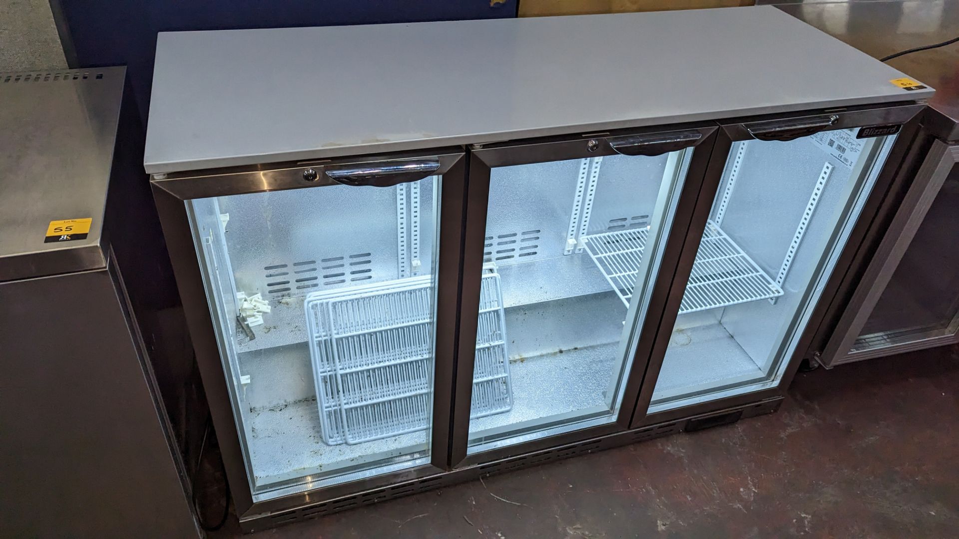 Blizzard stainless steel & glass 3 door back bar bottle fridge/cooler. Understood to have been purc - Image 7 of 7