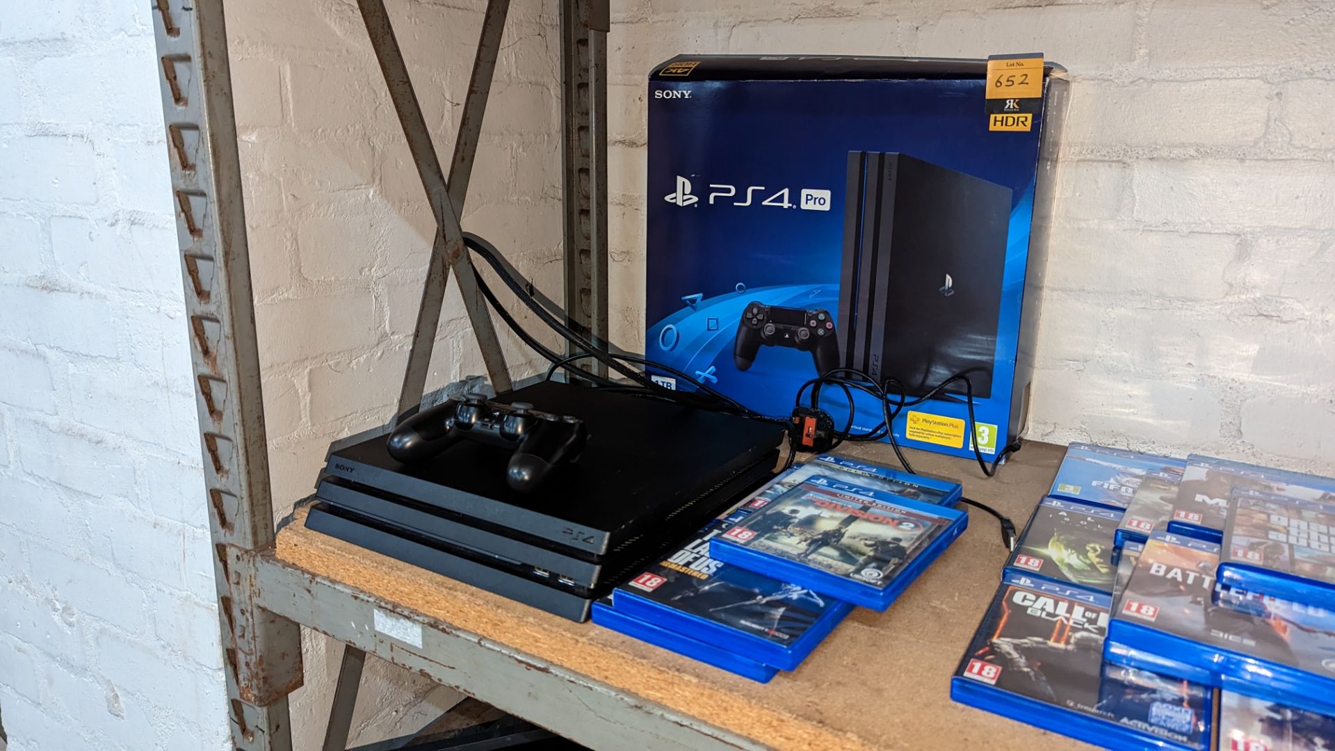 Sony PlayStation 4 Pro with controller, charging cable, original box & 5 off games as pictured - Image 14 of 14