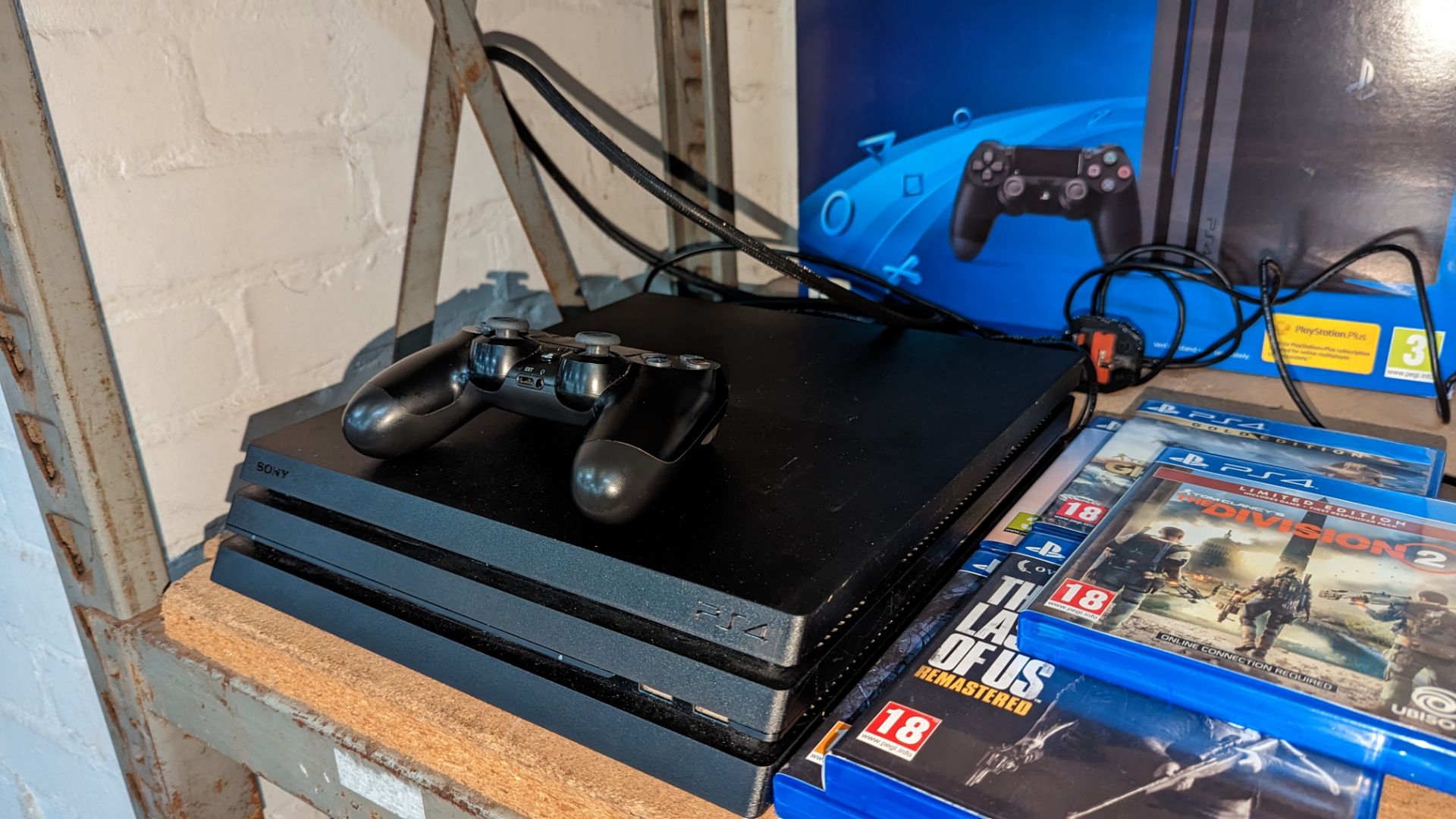 Sony PlayStation 4 Pro with controller, charging cable, original box & 5 off games as pictured - Image 4 of 14