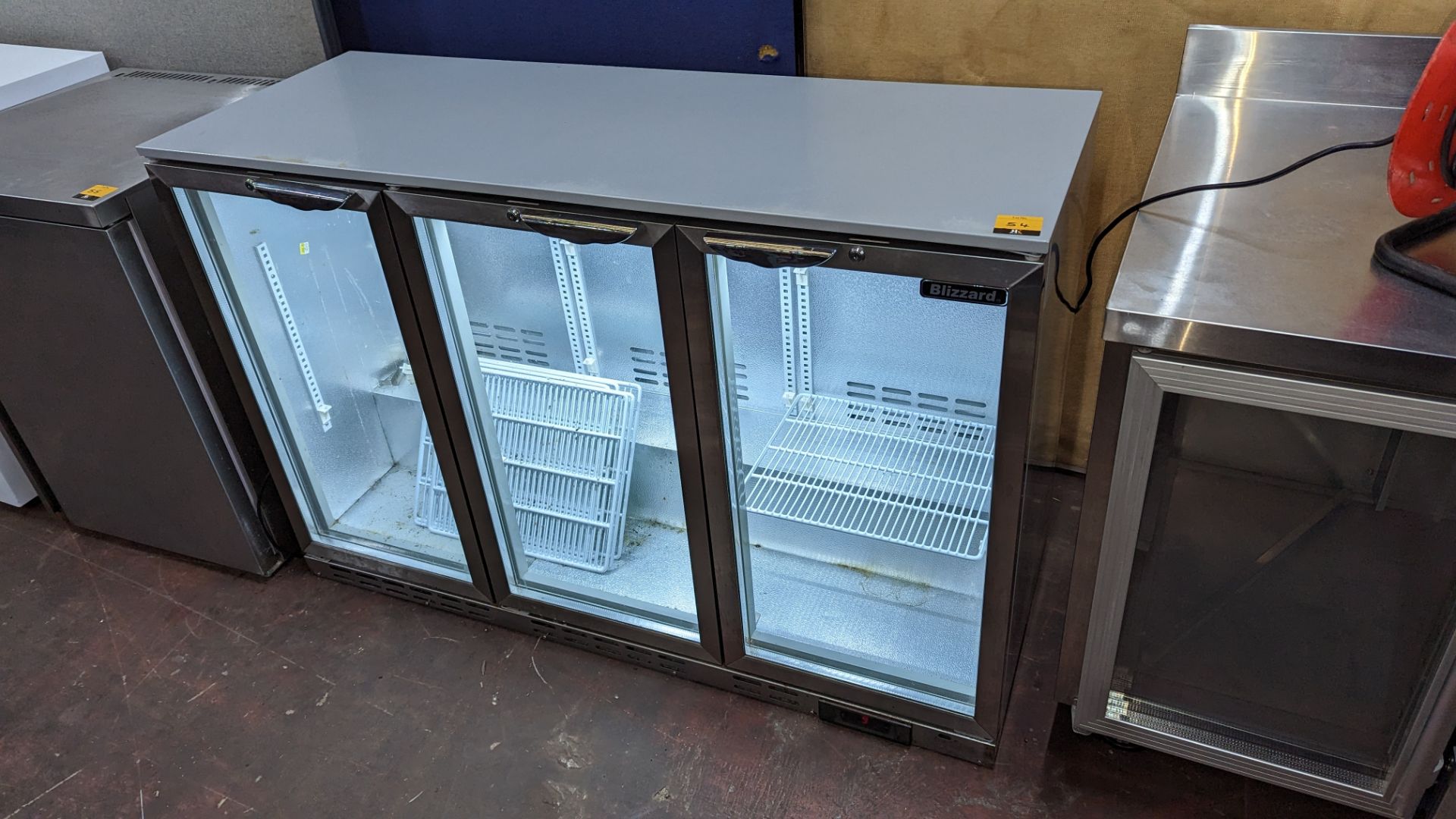 Blizzard stainless steel & glass 3 door back bar bottle fridge/cooler. Understood to have been purc