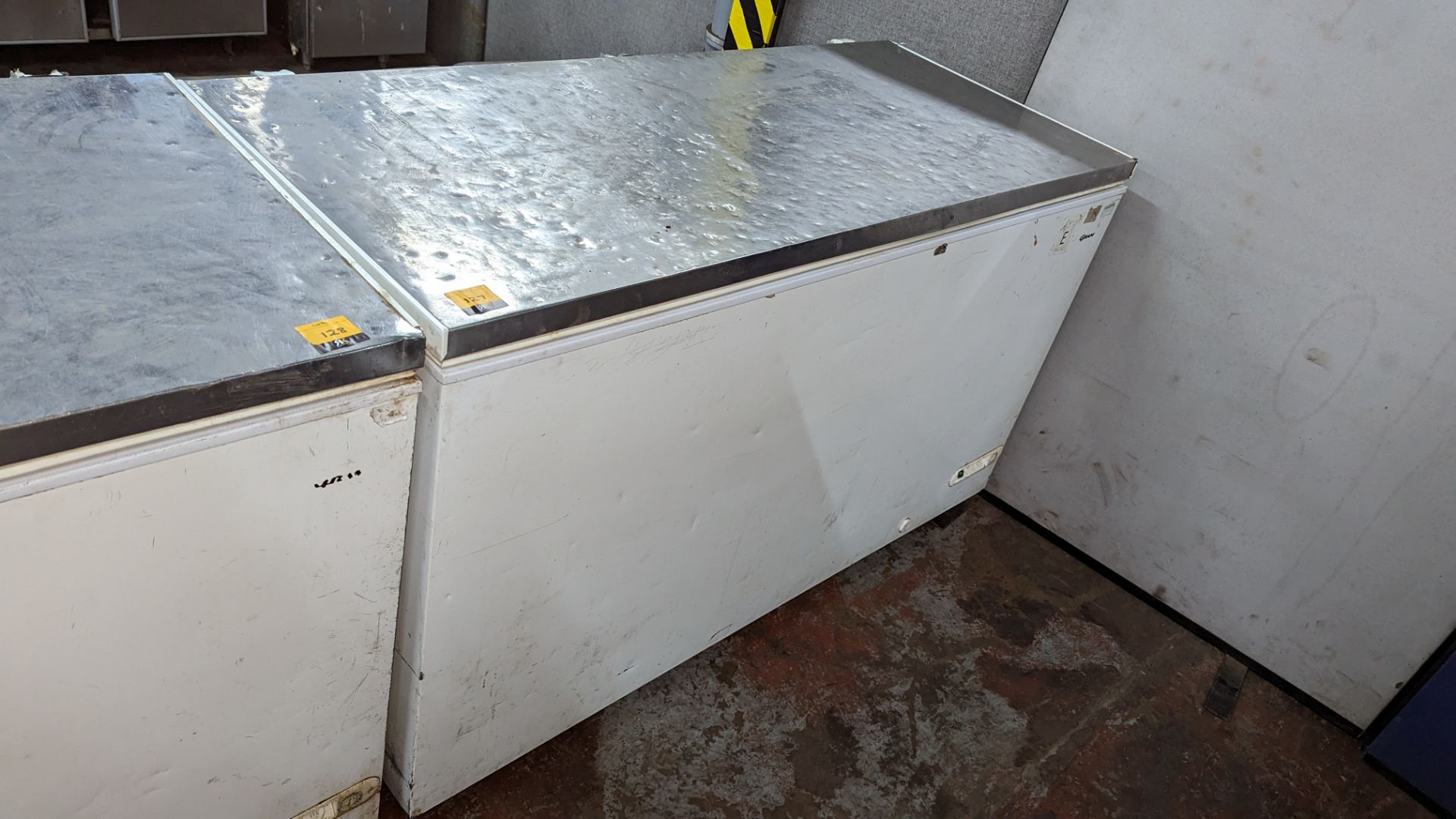 Chest freezer with stainless steel topped lid, approximately 150cm long - Image 2 of 5