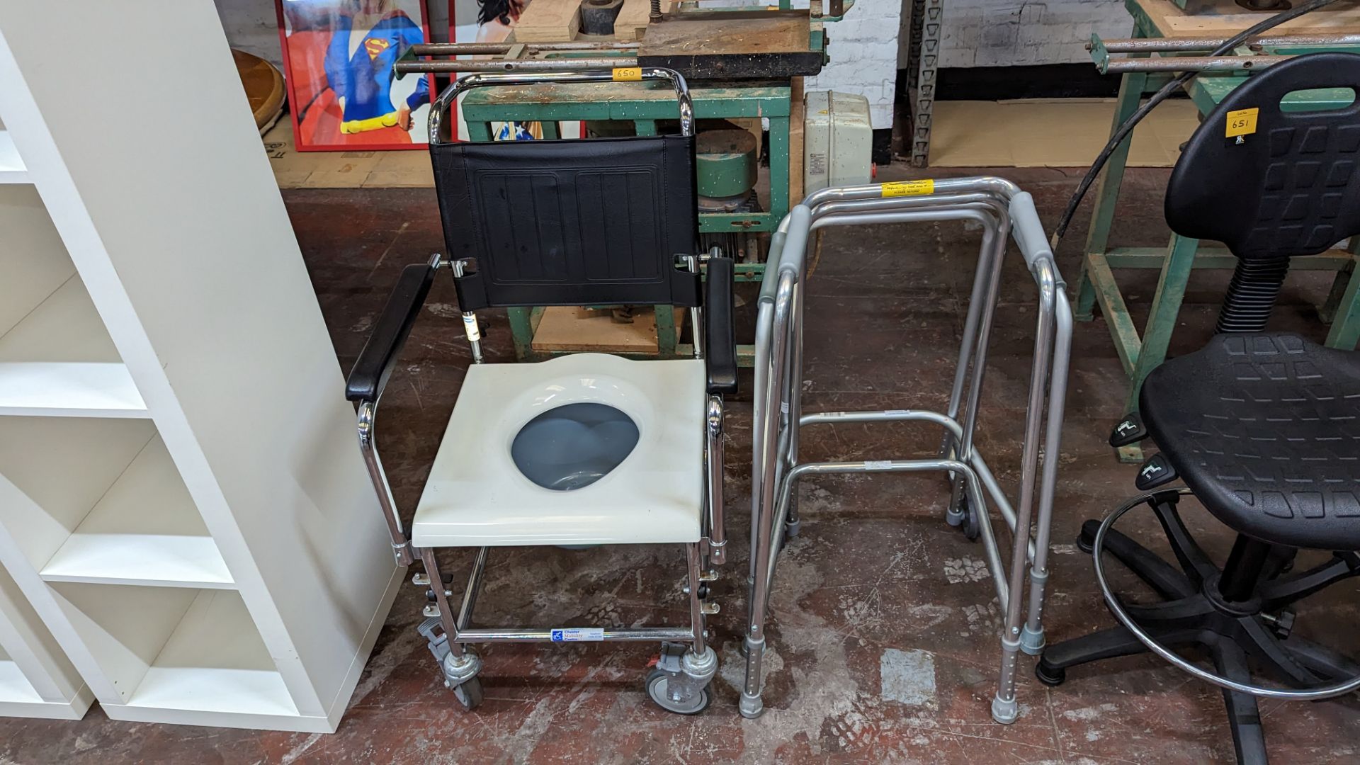 Mobile commode chair plus 2 mobile walking frames