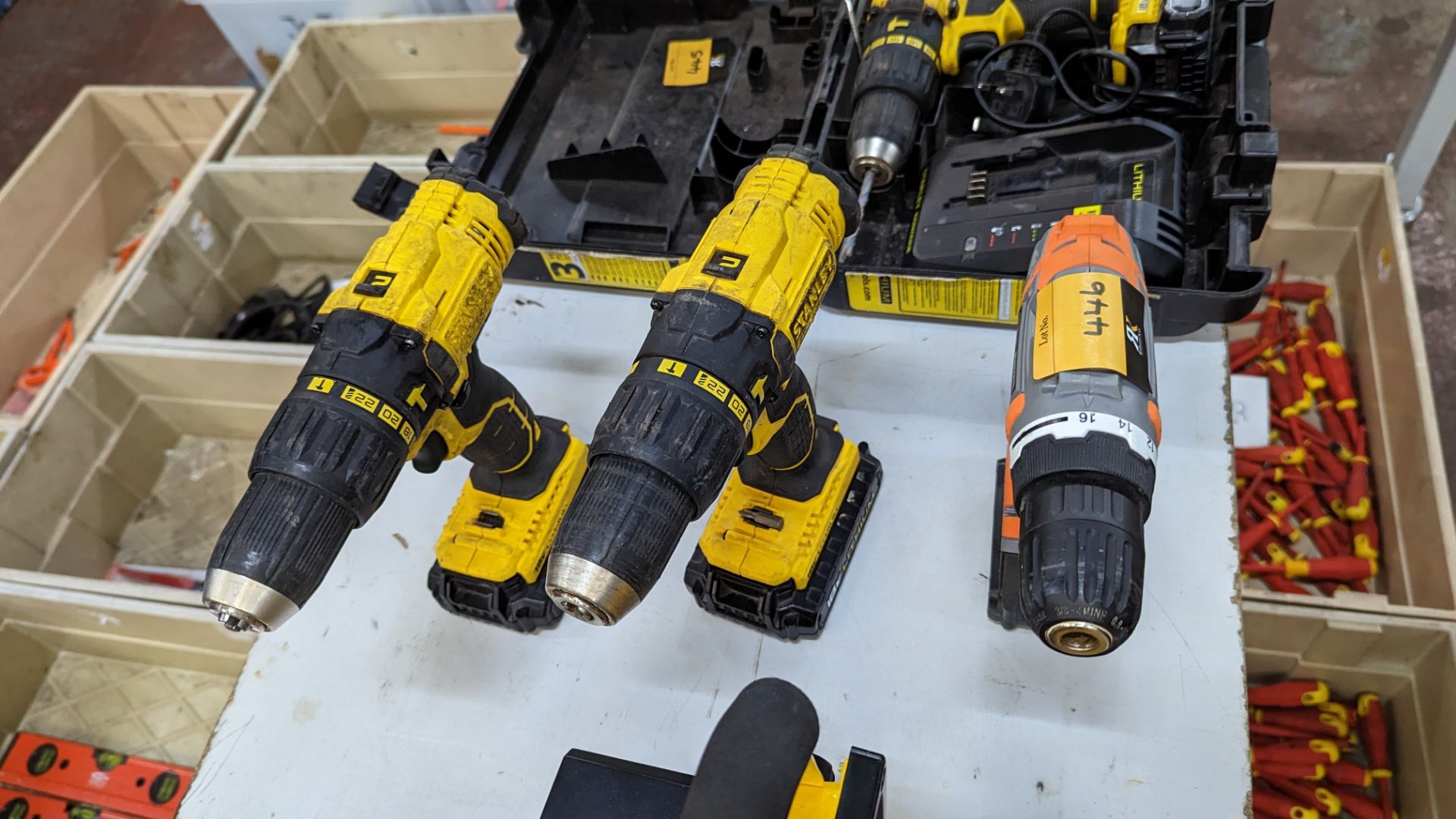 3 off 18 volt lithium cordless drills. Each drill includes an 18 volt lithium battery. This lot do - Image 5 of 7