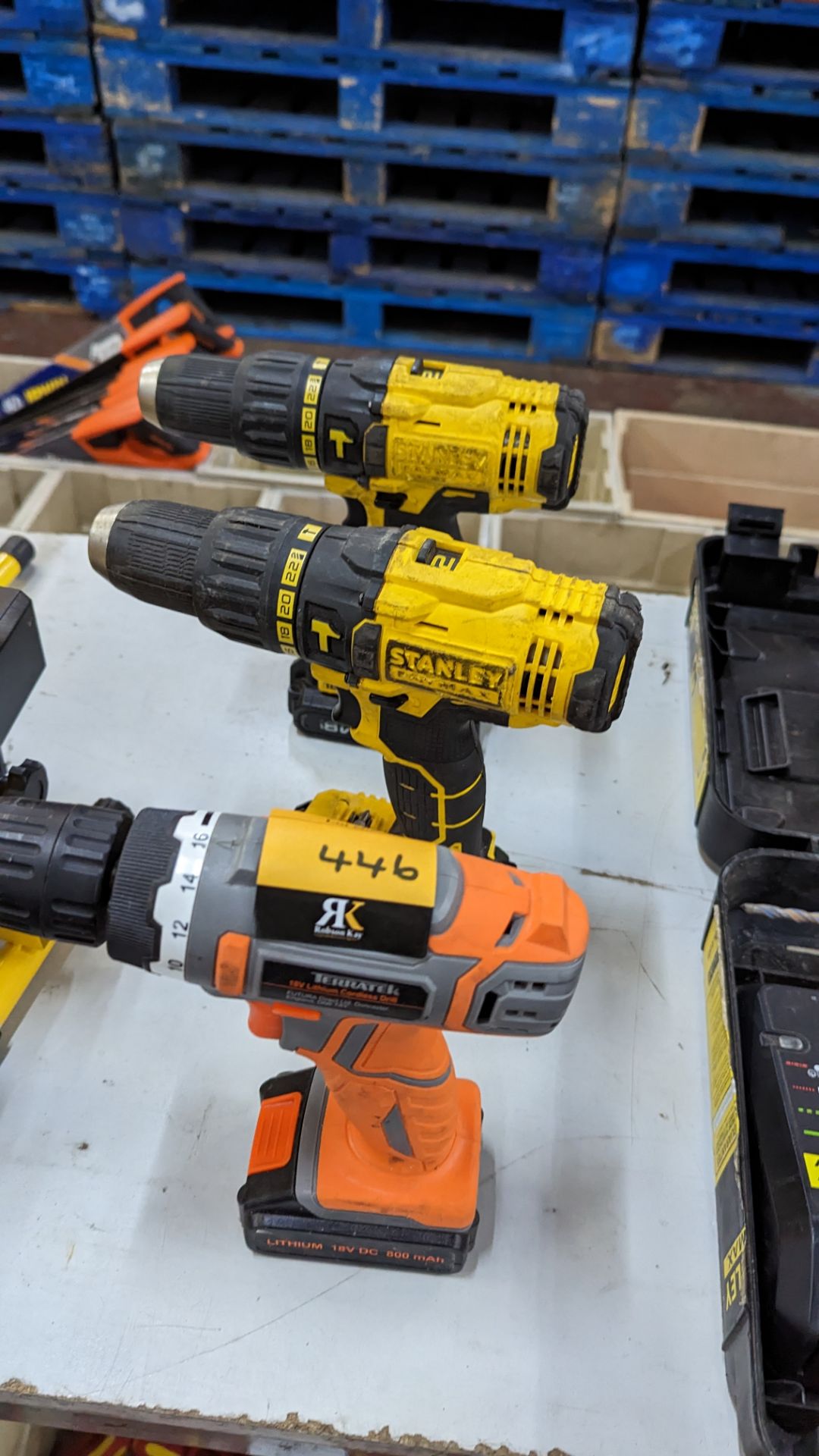 3 off 18 volt lithium cordless drills. Each drill includes an 18 volt lithium battery. This lot do - Image 7 of 7
