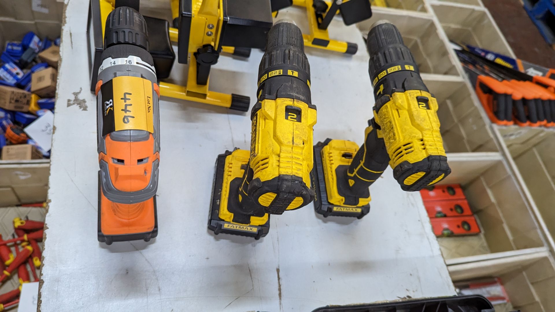 3 off 18 volt lithium cordless drills. Each drill includes an 18 volt lithium battery. This lot do - Image 6 of 7
