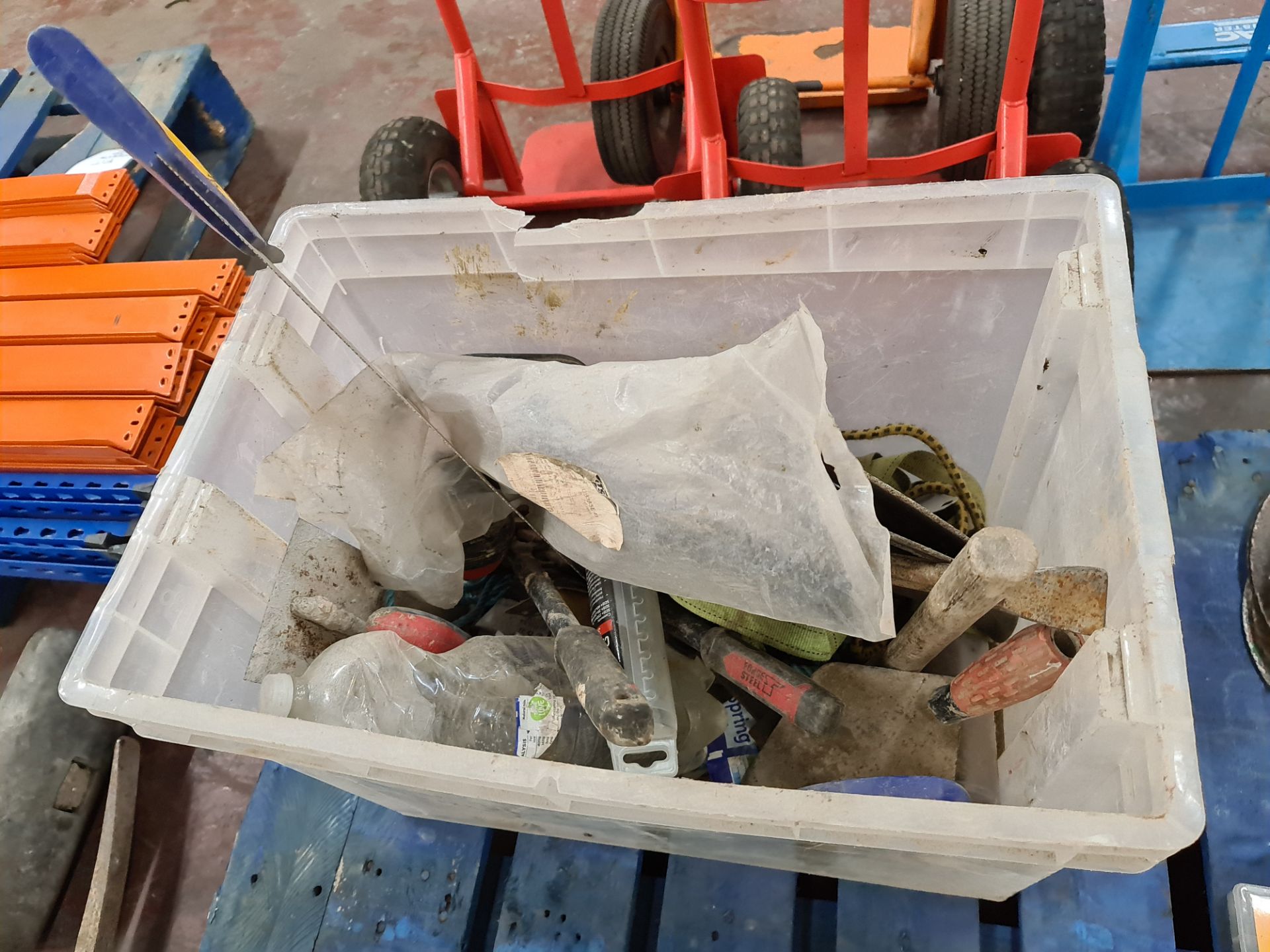 Total contents of a pallet of handtools and consumables including socket set, circular saw blades, r - Image 8 of 8