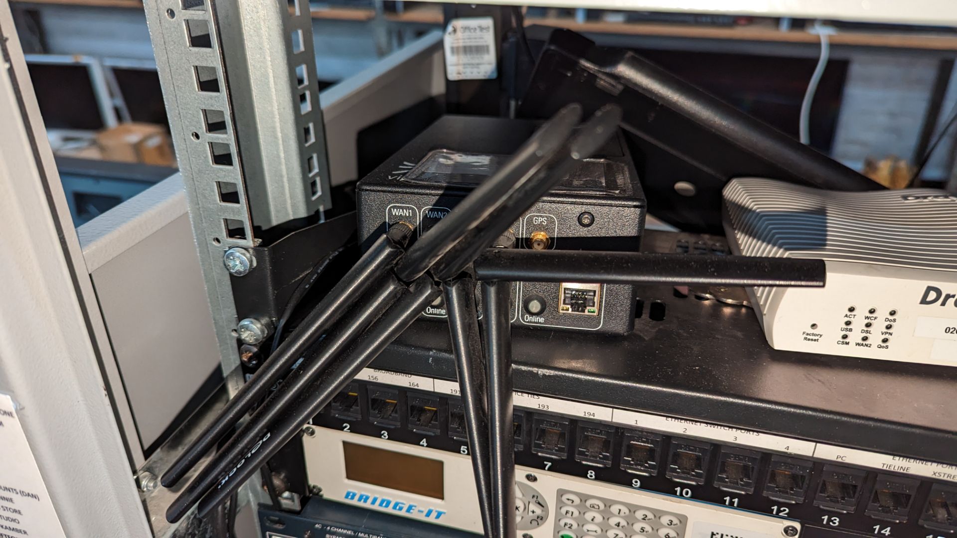 Rack mounted system and contents including Draytek modem, Vipronet wireless LAN, patch panel, Bridg- - Image 6 of 26