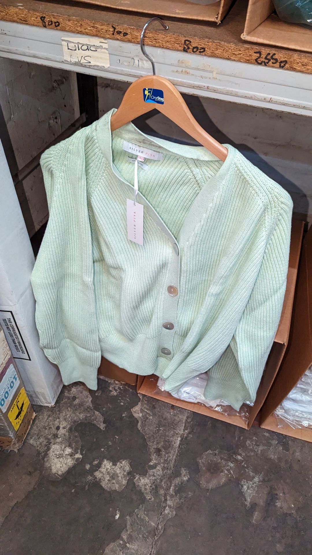 2 off mint green V-neck cotton cardigans, size L. RRP £95 each - Image 3 of 4