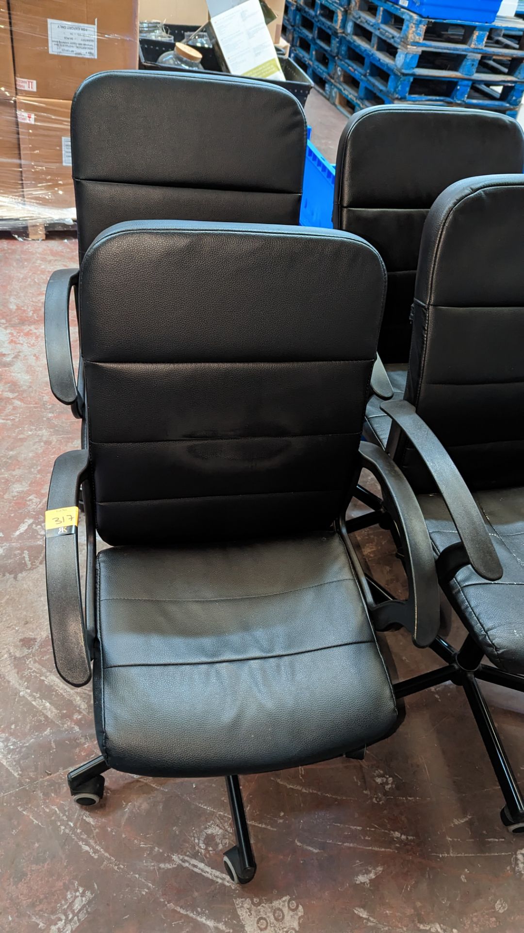 6 off black leather exec chairs - Image 3 of 9