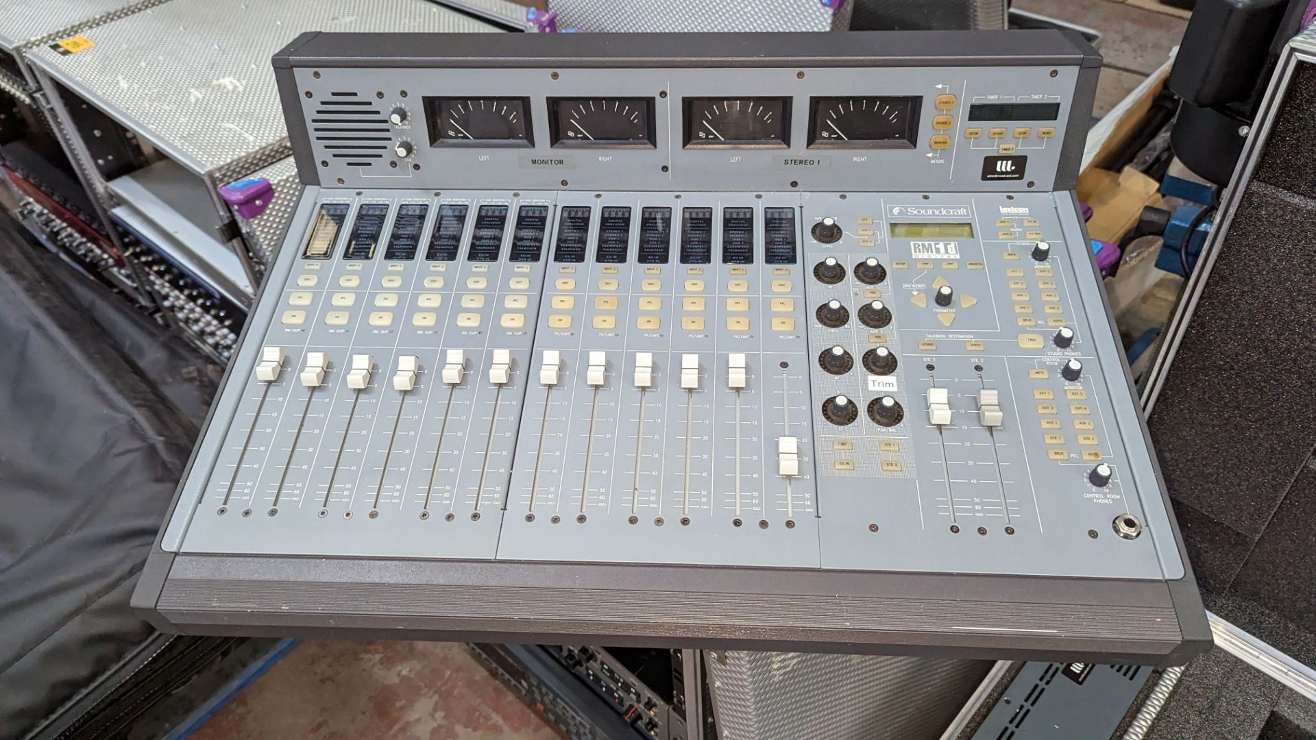 Soundcraft mixing desk, model RM1D, including separate power supply model DPS-2, plus large hinged l - Image 6 of 16