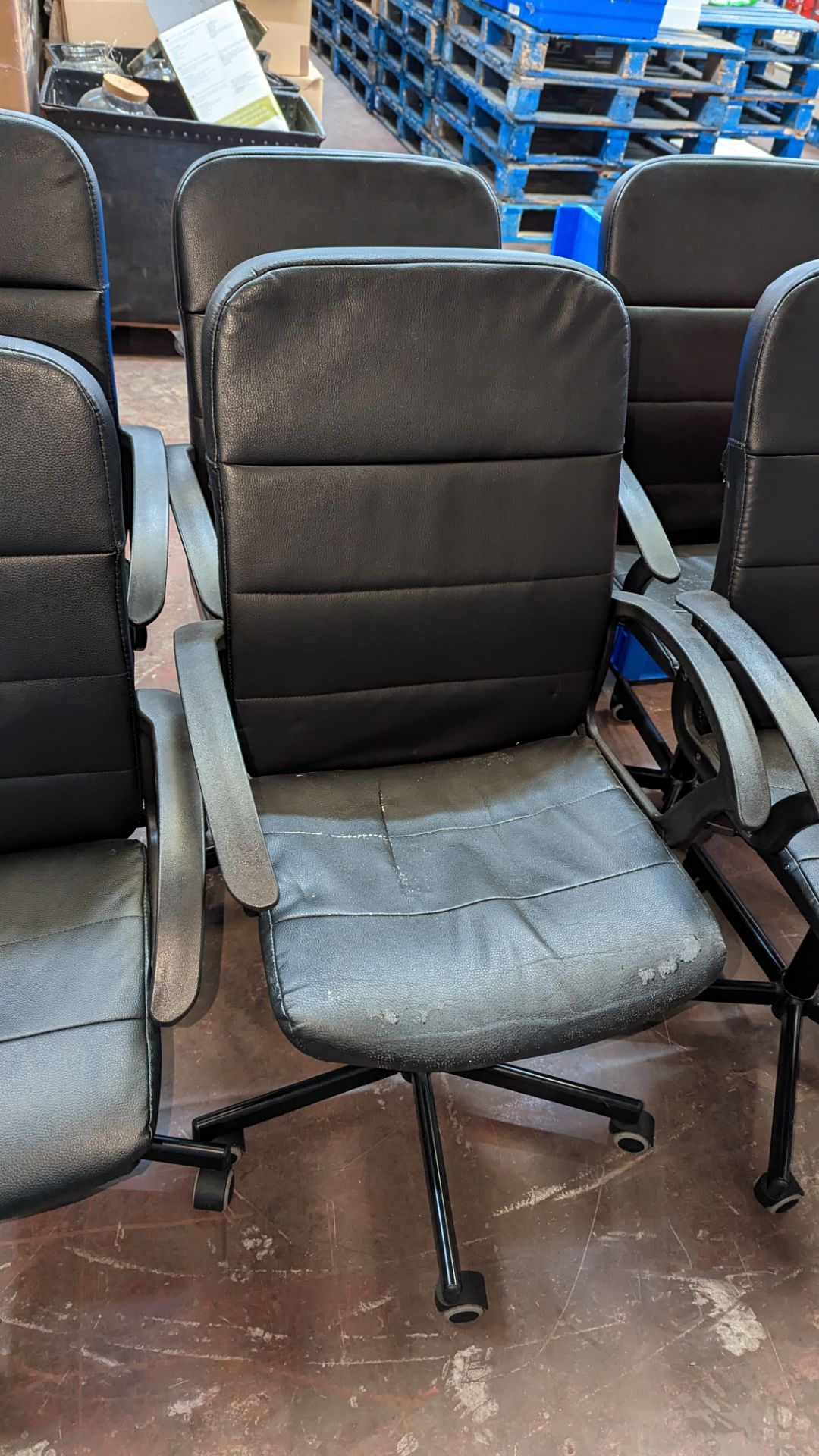 6 off black leather exec chairs - Image 4 of 9