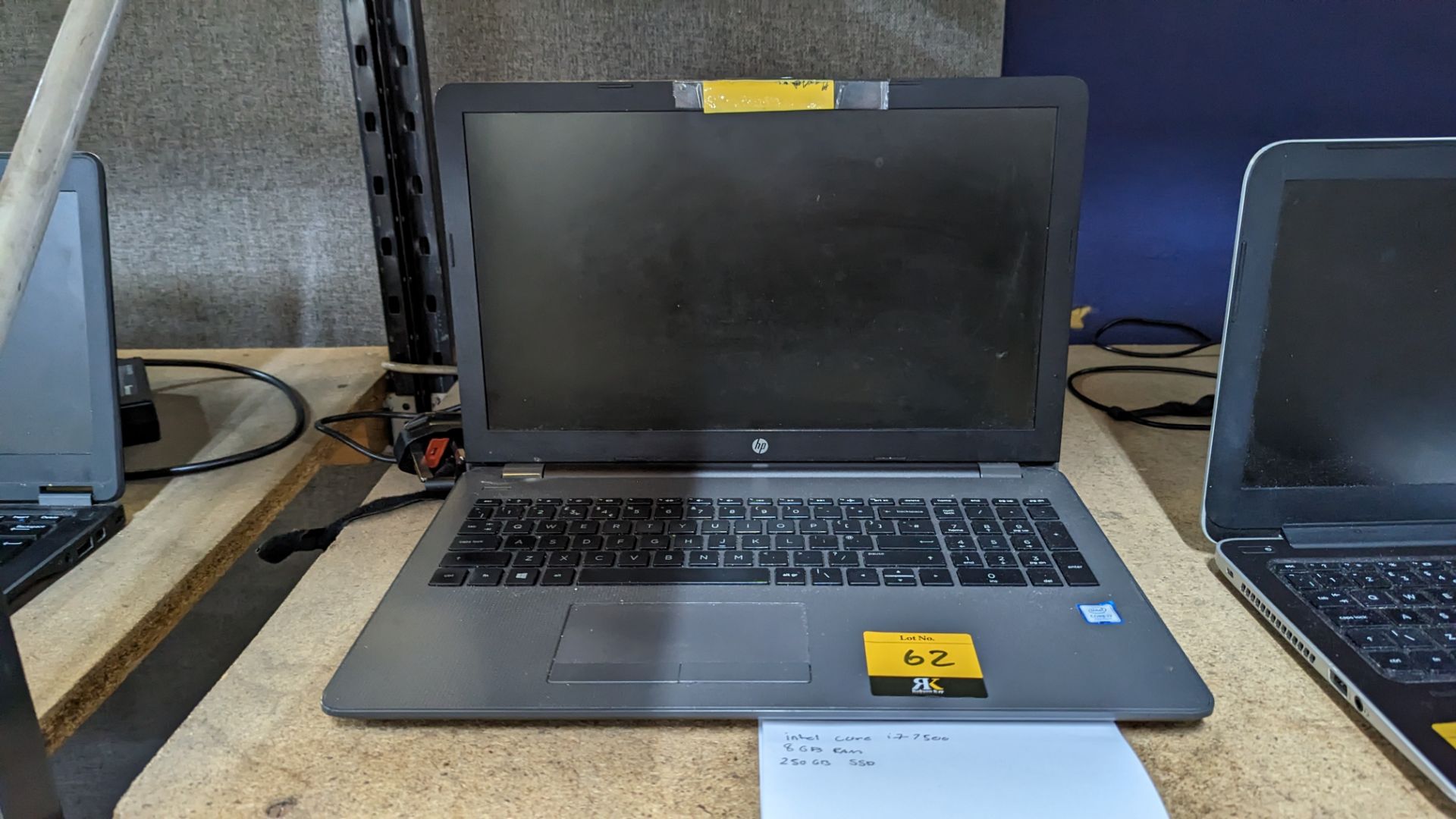 HP 250 notebook computer with Core i7-7500 CPU, 8GB RAM, 250 GB SSD, including power pack/charger