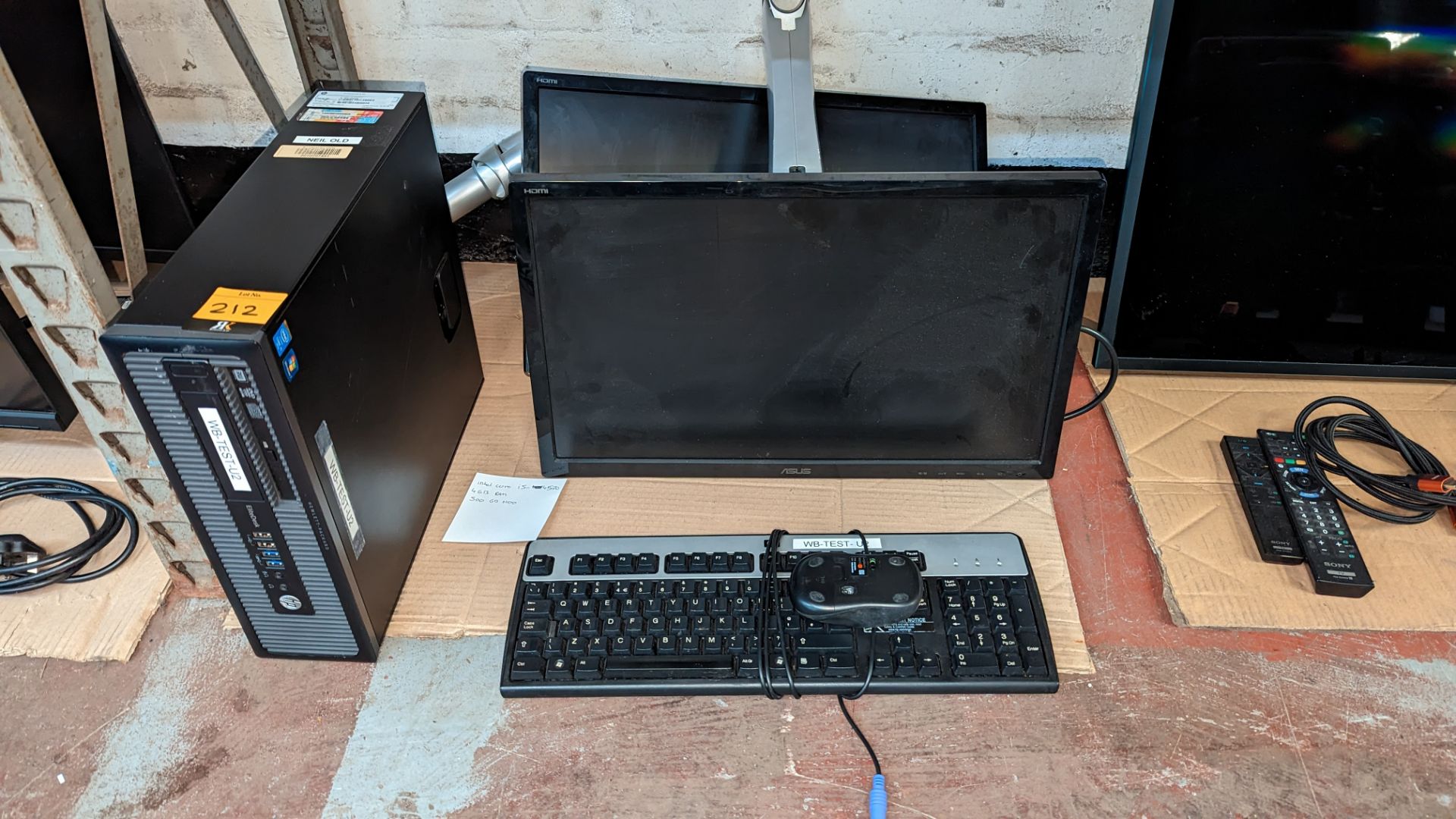 HP EliteDesk 800G1SFF computer including 2 monitors, multi-monitor bracket for use with same, keyboa - Image 2 of 5