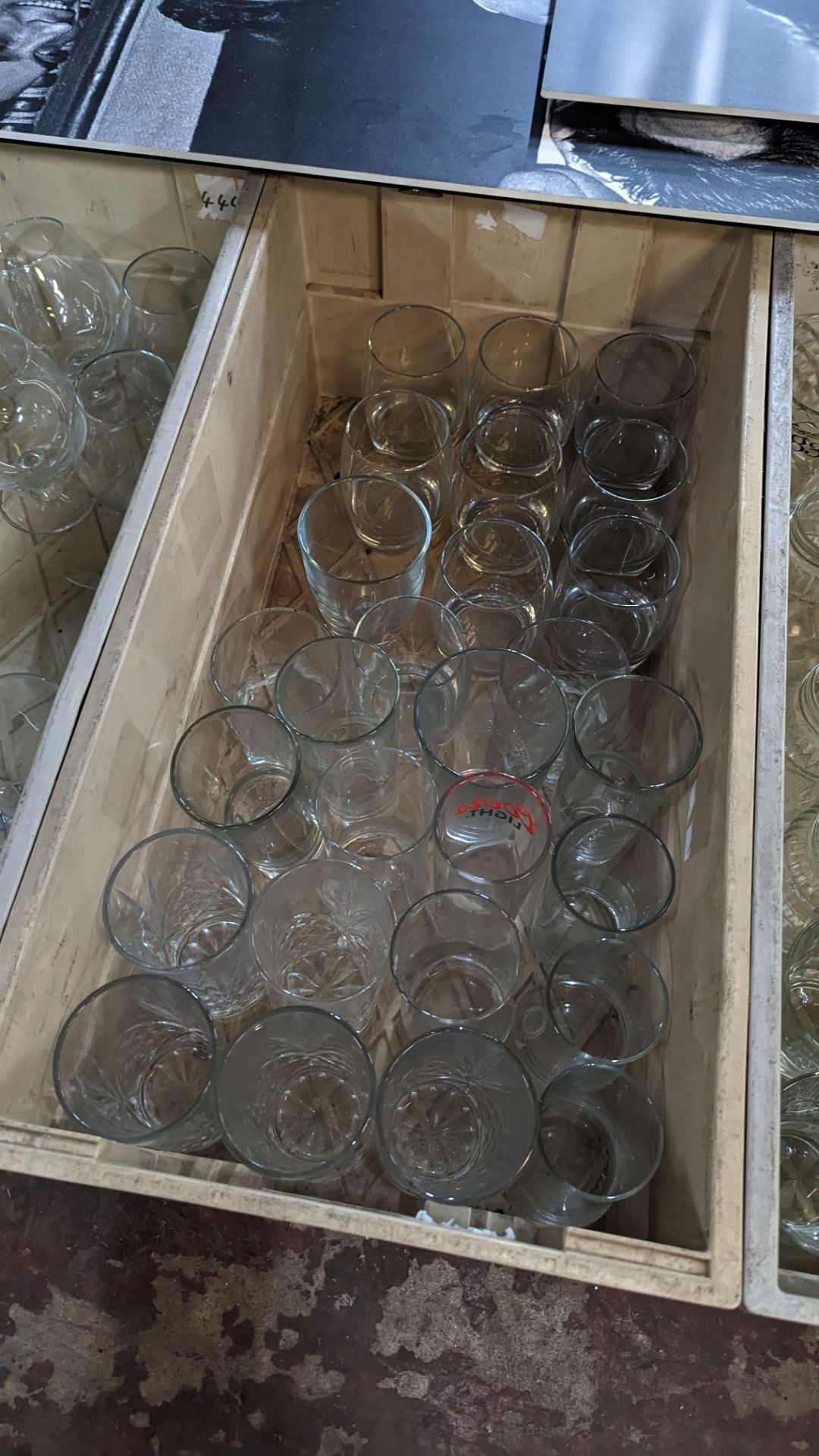 The contents of 4 crates of assorted tumblers, jars, brandy snifters, wine glasses and other glasswa - Image 5 of 6
