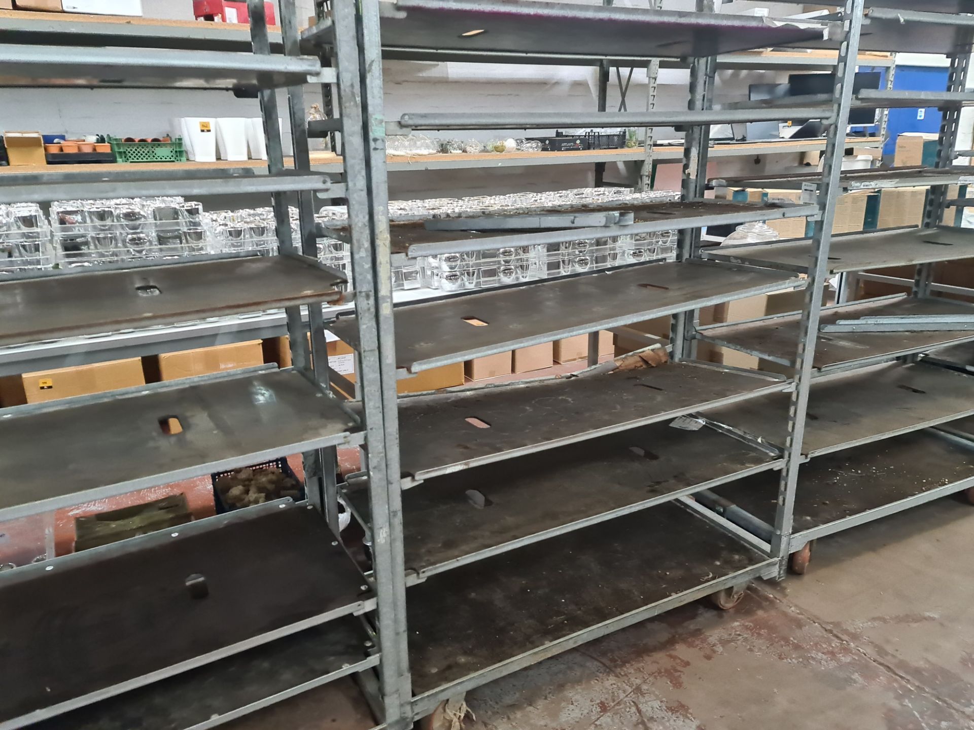 4 off large rectangular trollies with adjustable shelves for storing small plants - Image 11 of 13