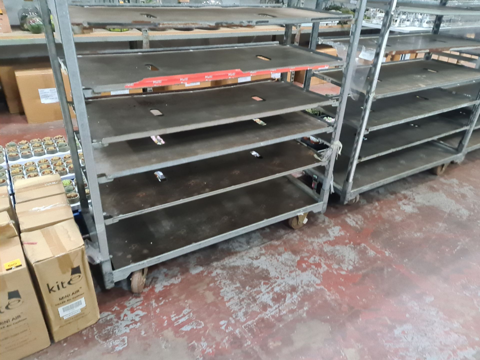 4 off large rectangular trollies with adjustable shelves for storing small plants - Image 2 of 13