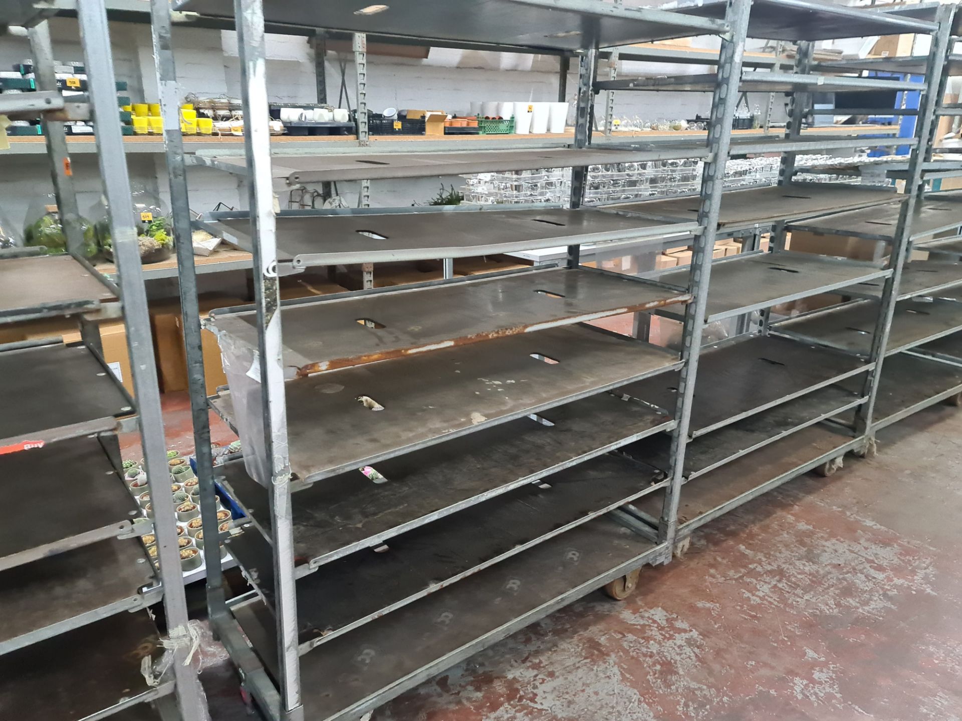 4 off large rectangular trollies with adjustable shelves for storing small plants - Image 7 of 13