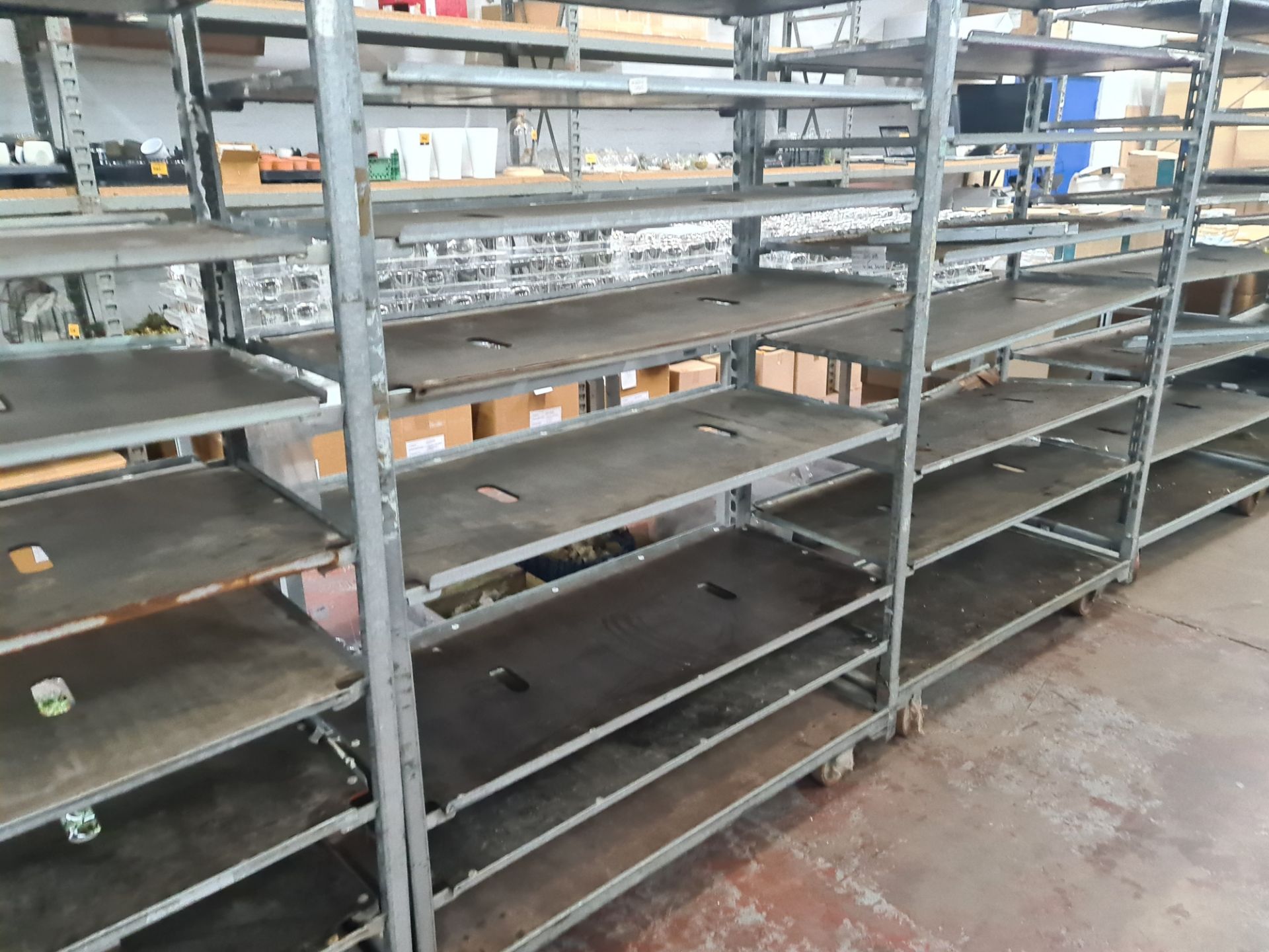 4 off large rectangular trollies with adjustable shelves for storing small plants - Image 9 of 13