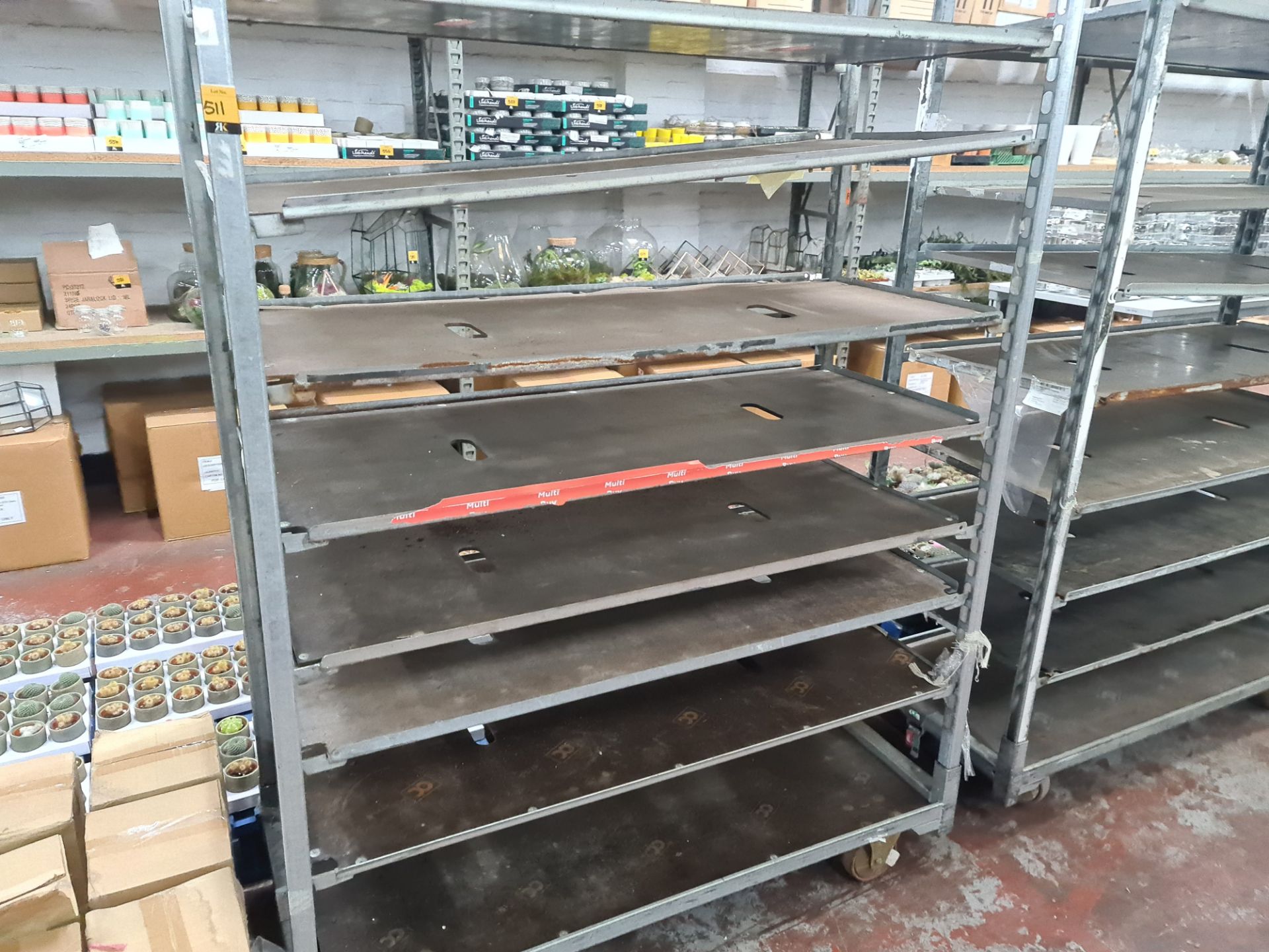 4 off large rectangular trollies with adjustable shelves for storing small plants - Image 4 of 13